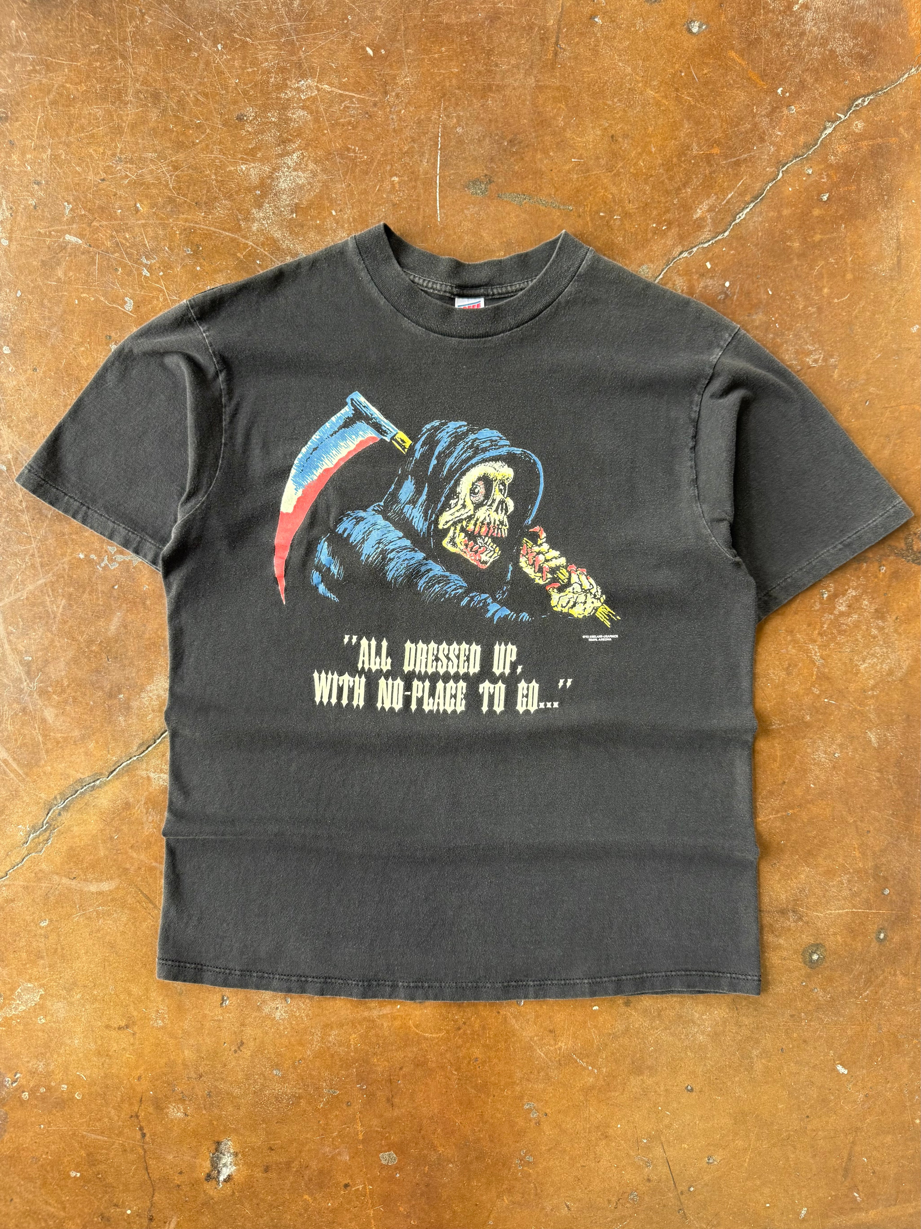 90s Grim Reaper "all dressed up, with no-place to go..." shirt (LARGE)