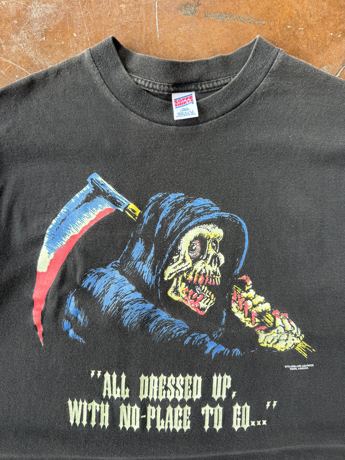 90s Grim Reaper "all dressed up, with no-place to go..." shirt (LARGE)