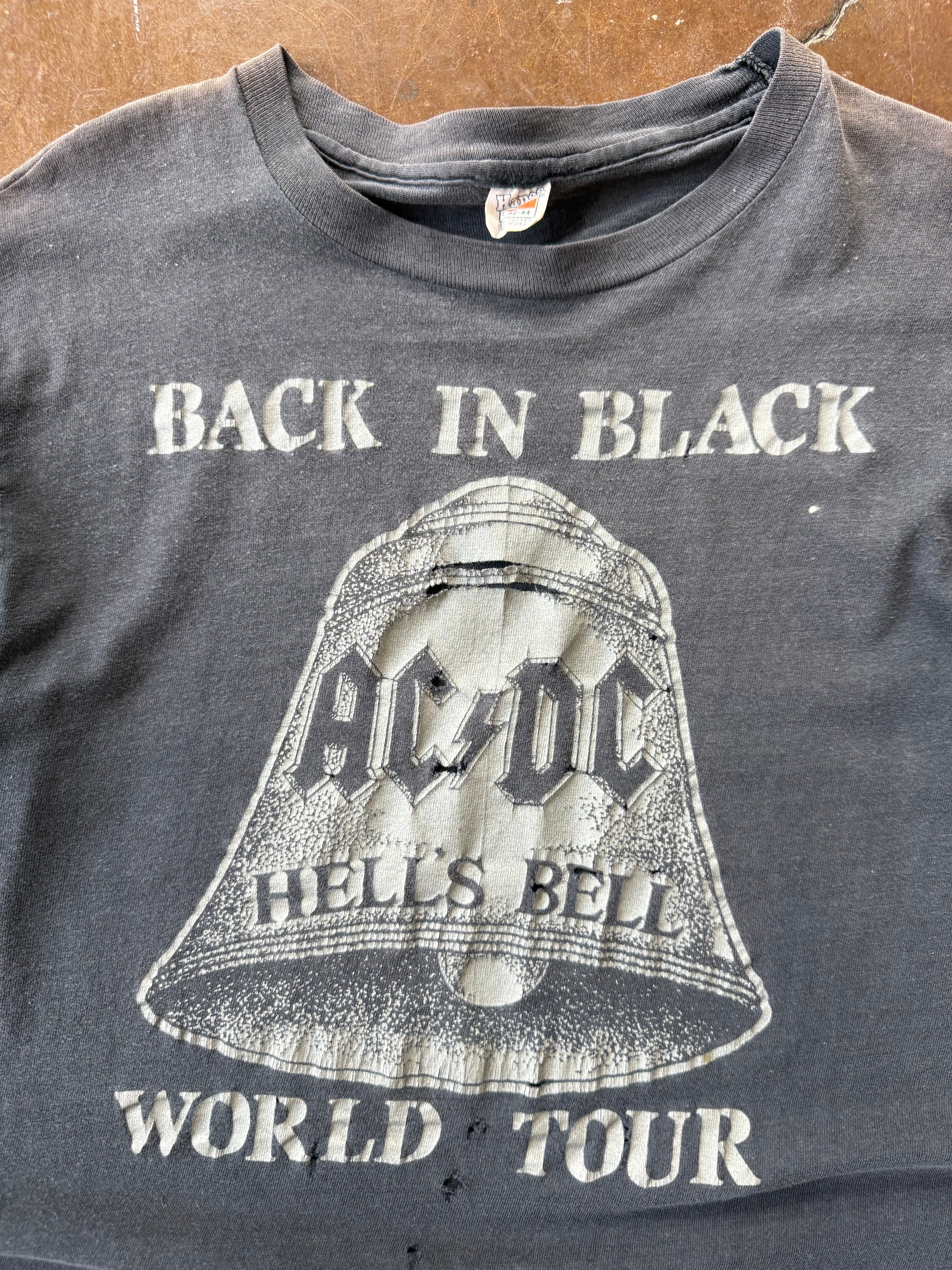 80s AC/DC "back in black" world tour shirt (LARGE)