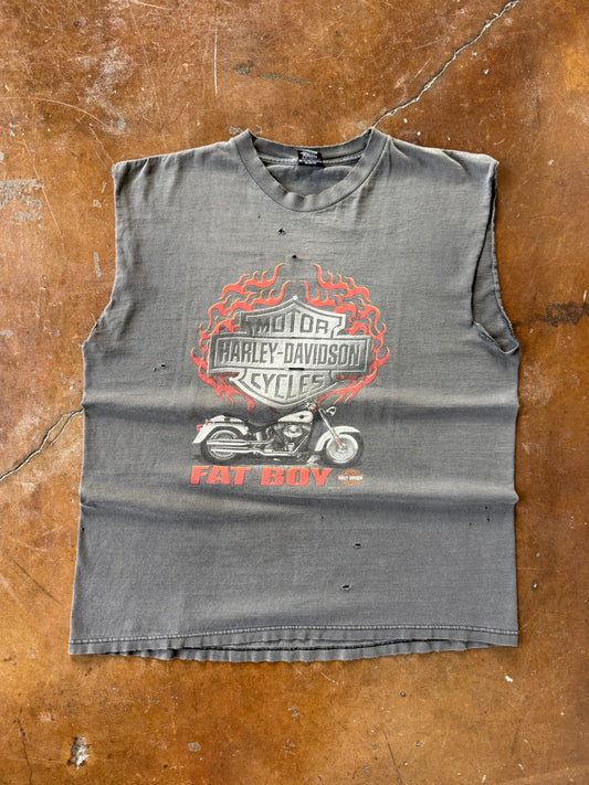 2001 faded Harley Davidson "fat boy" cut-off shirt (XL)