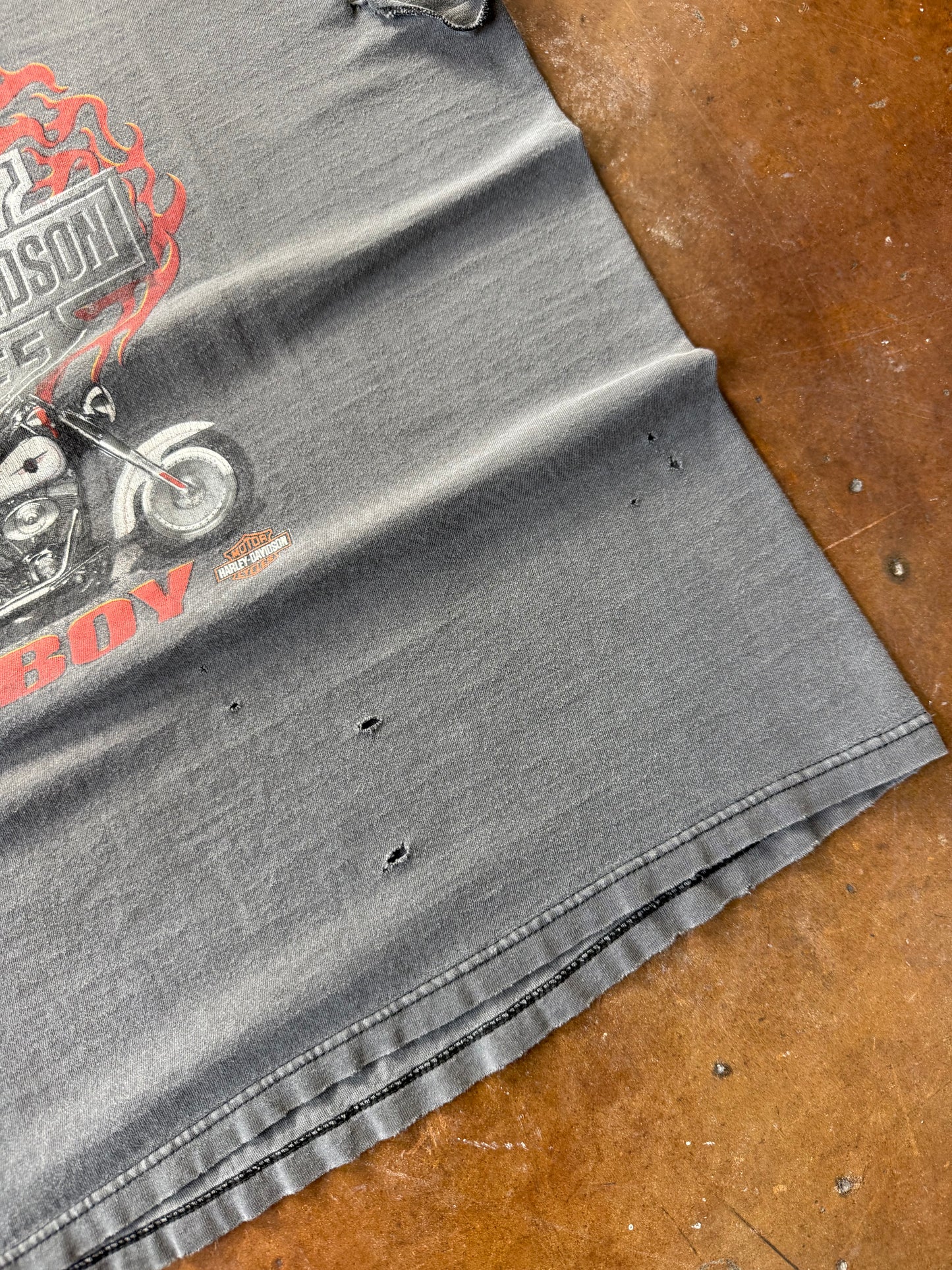 2001 faded Harley Davidson "fat boy" cut-off shirt (XL)