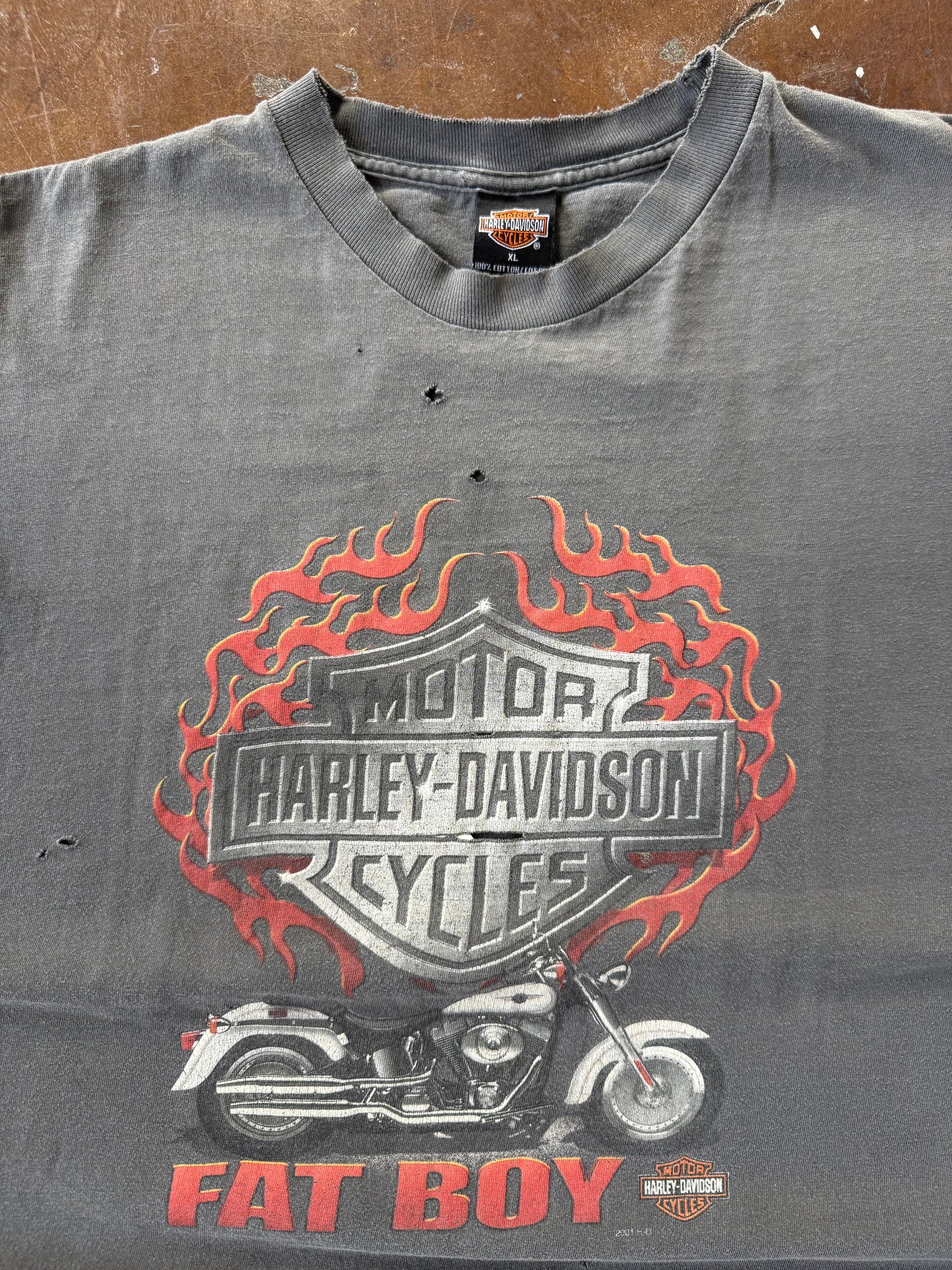 2001 faded Harley Davidson "fat boy" cut-off shirt (XL)