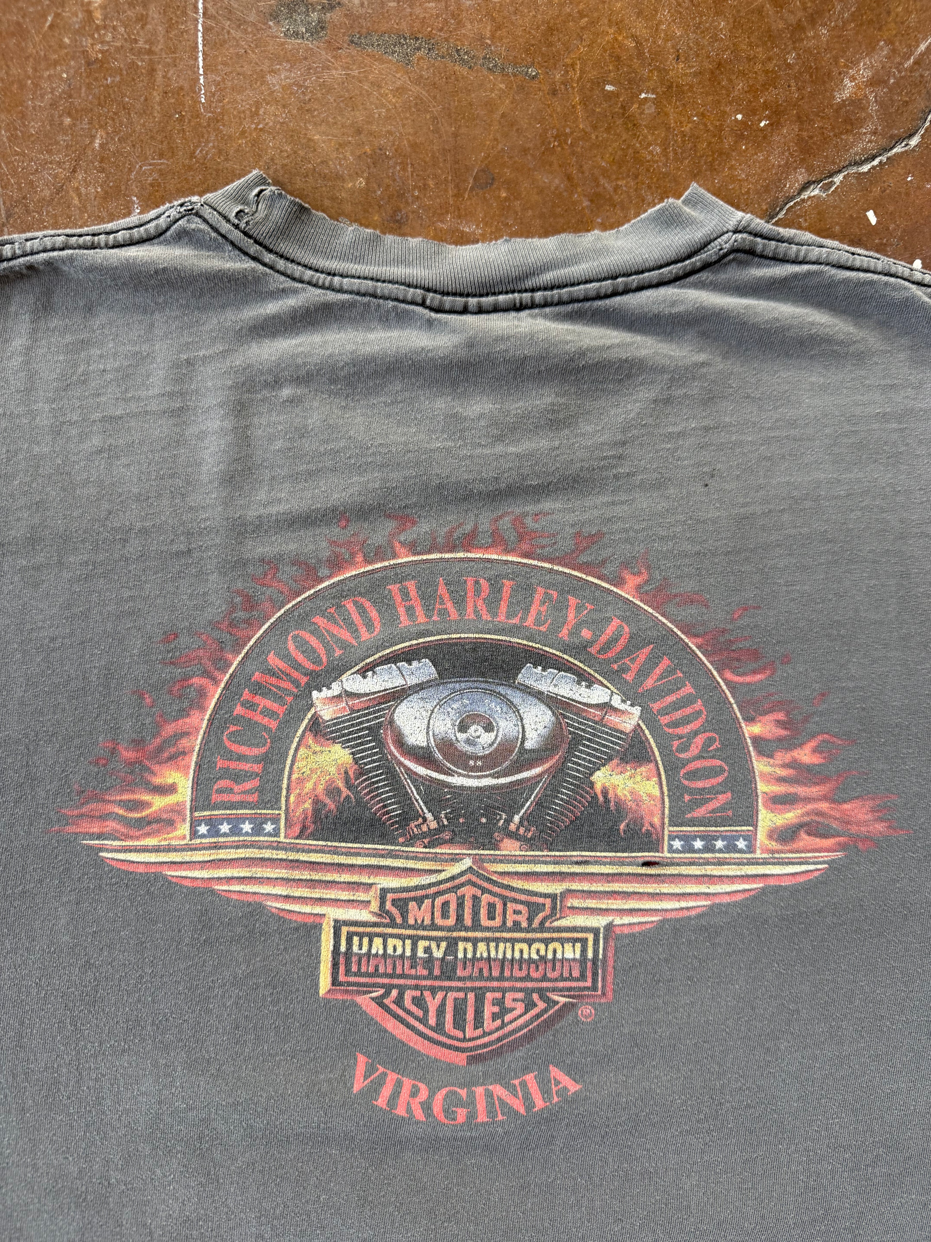 2001 faded Harley Davidson "fat boy" cut-off shirt (XL)
