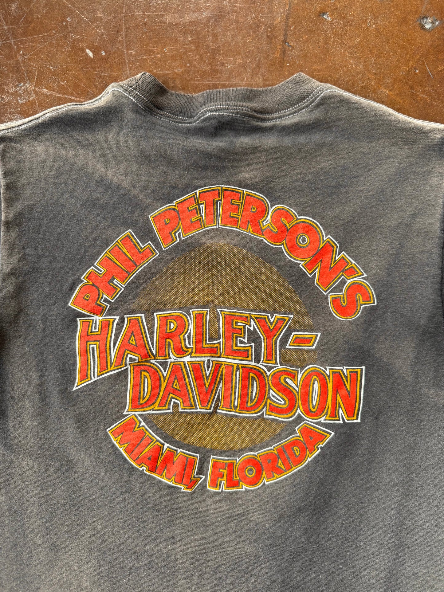 80s faded Harley Davidson "flame ball" biker shirt (XL)
