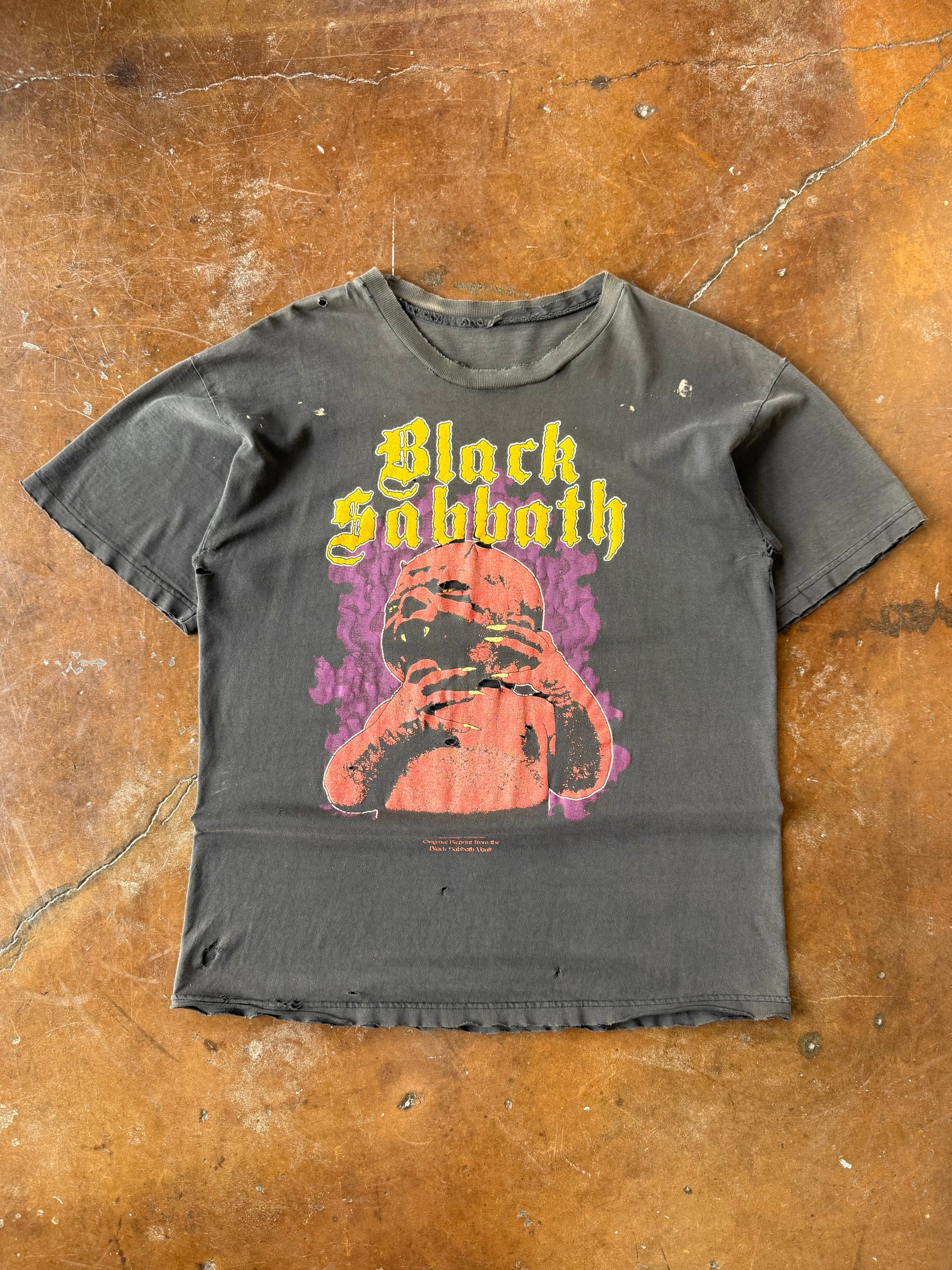 90s faded & lightly distressed Black Sabbath "demon baby" band shirt (LARGE)