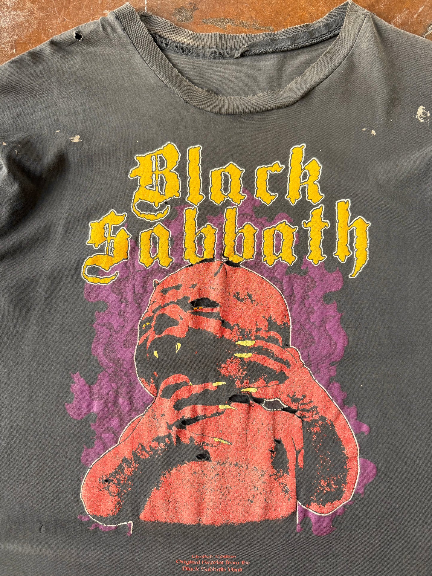 90s faded & lightly distressed Black Sabbath "demon baby" band shirt (LARGE)