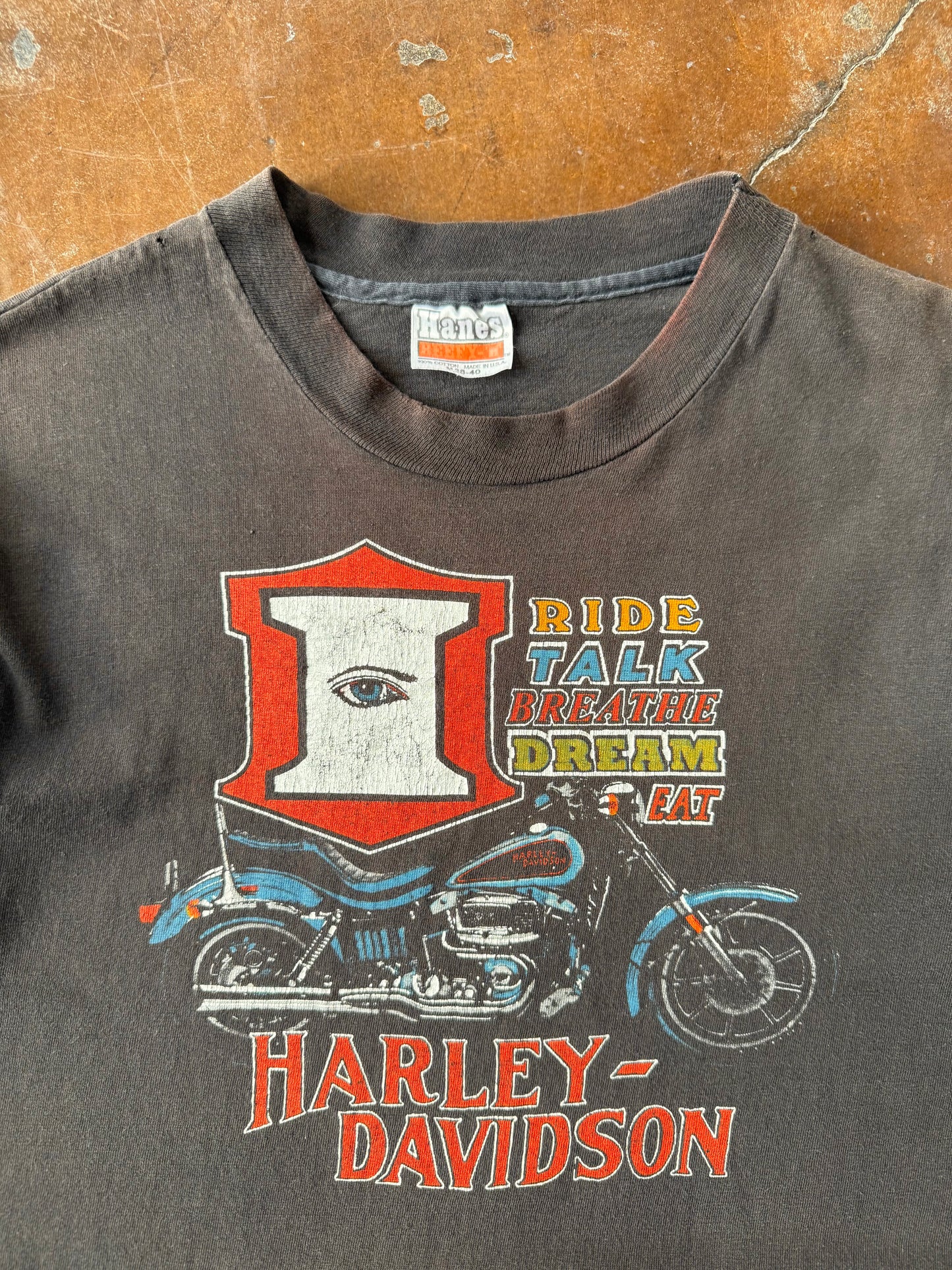 80s Harley Davidson "eye" biker shirt (MEDIUM)