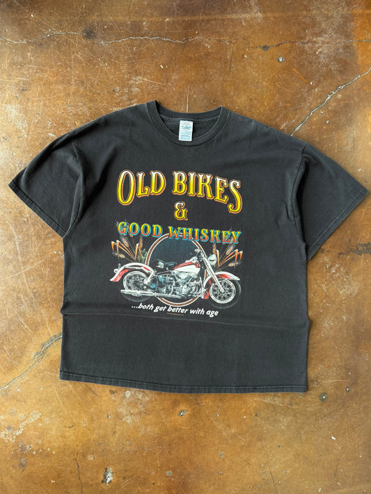2000s Old Bikes & Good Whiskey biker shirt (XL)