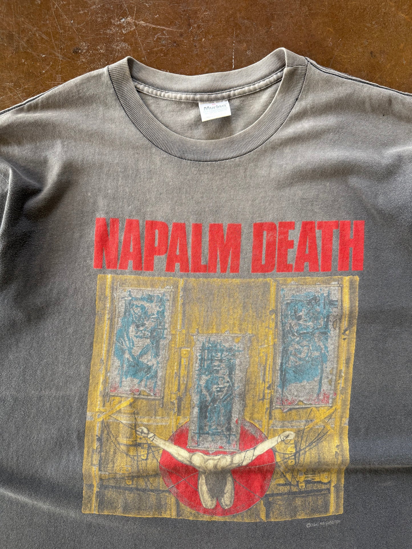 1991 faded Napalm Death "death by manipulation" band shirt (XL)