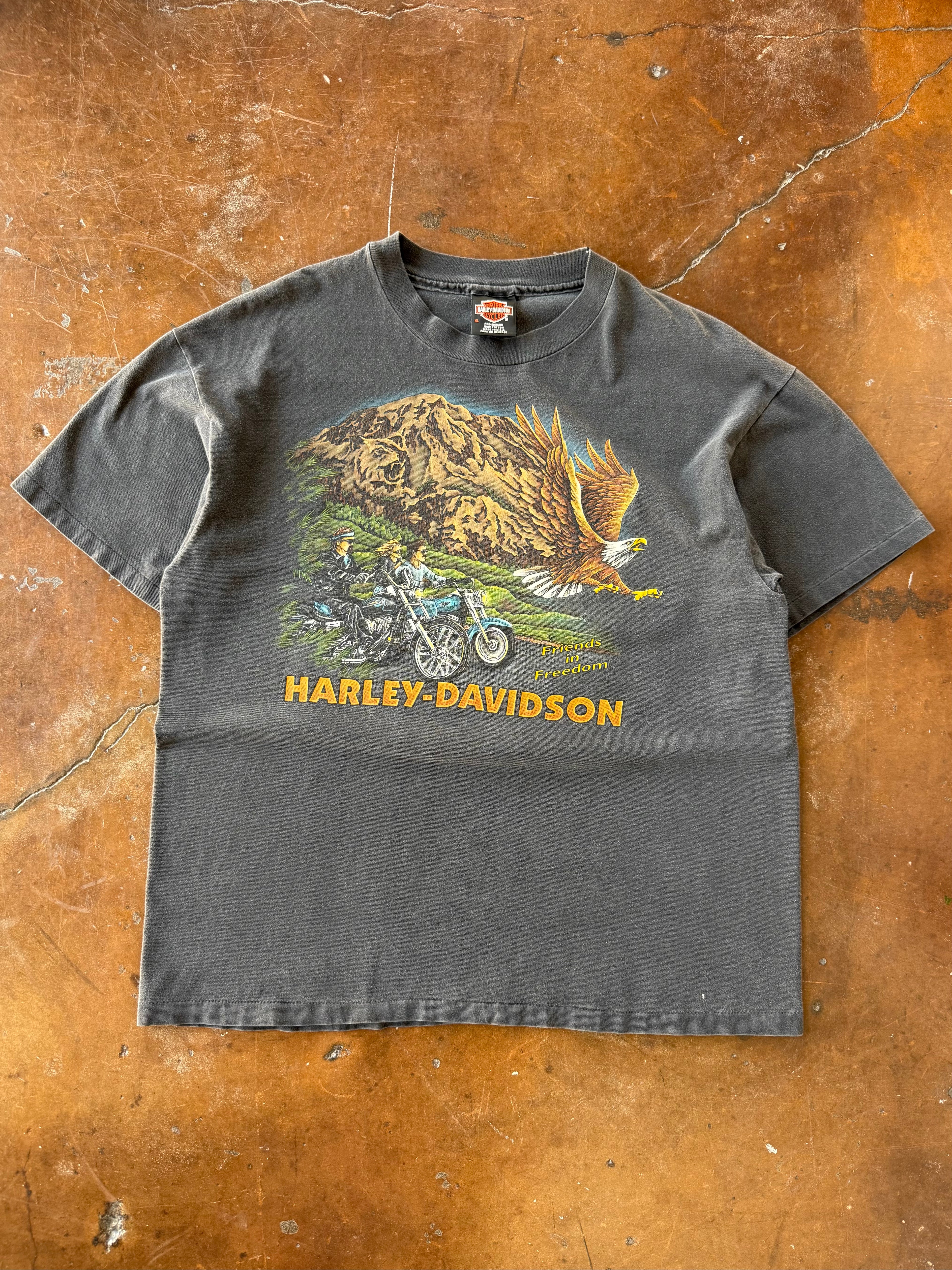 90s lightly faded Harley Davidson "bear mountain" biker shirt (XL)
