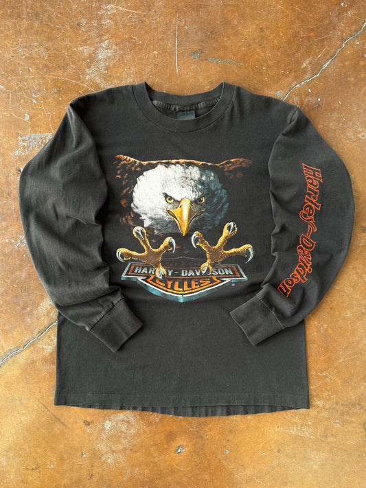 80s Harley Davidson "eagle logo" 3D emblem longsleeve shirt (LARGE)