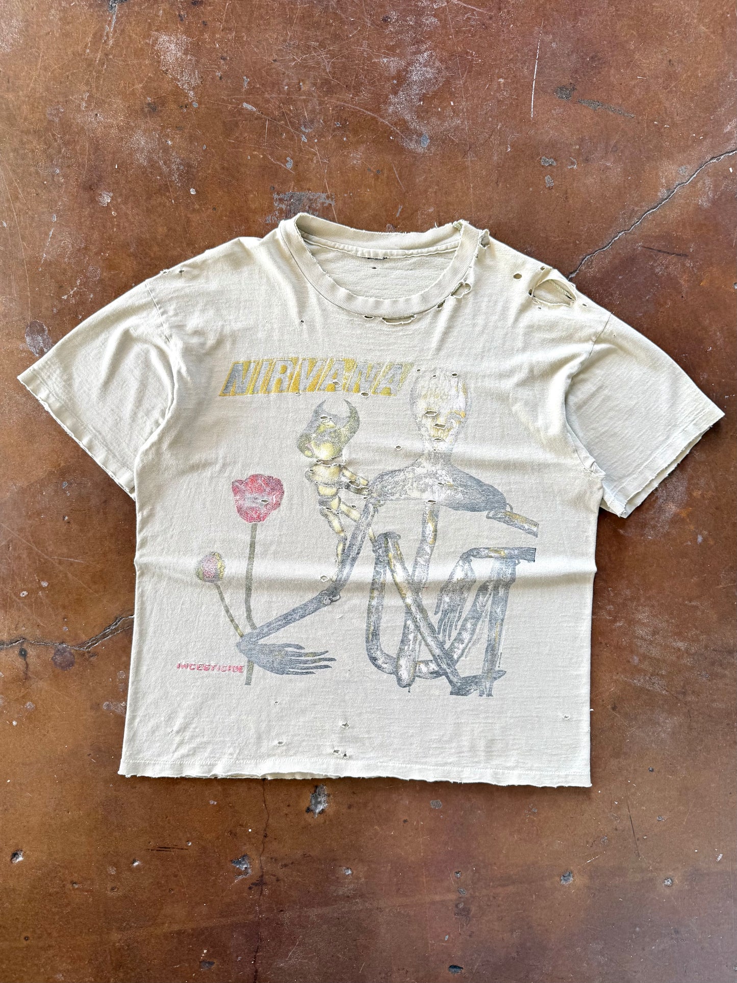 1993 heavily distressed & faded Nirvana "Incesticide" band shirt (XL)