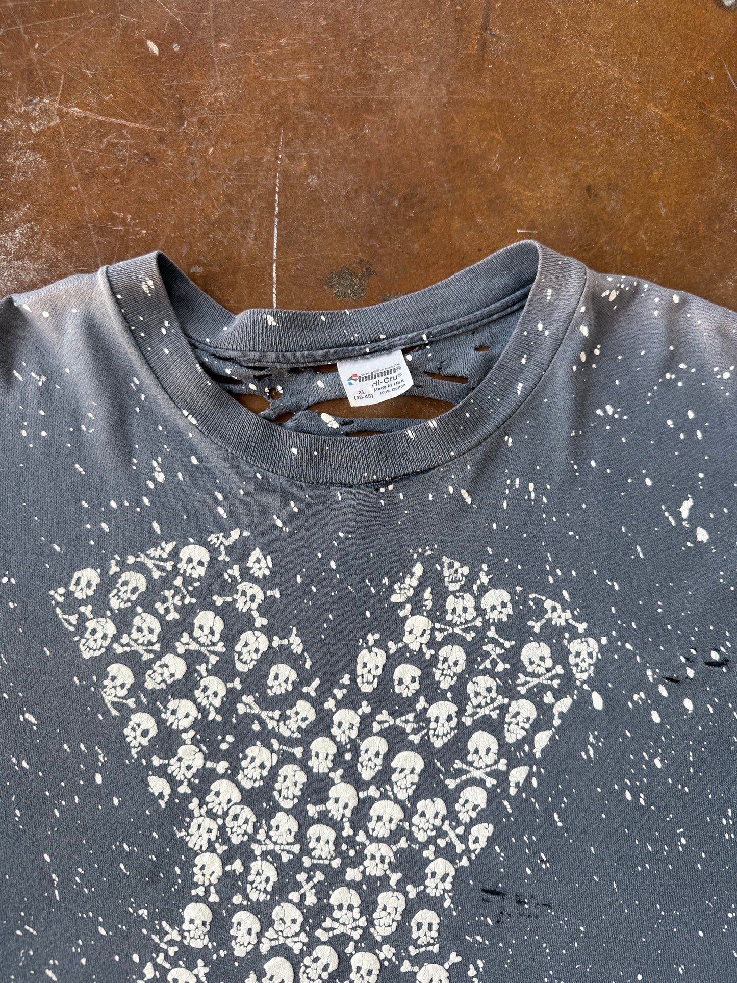 90s faded & distressed X "skull pile" shirt (XL)