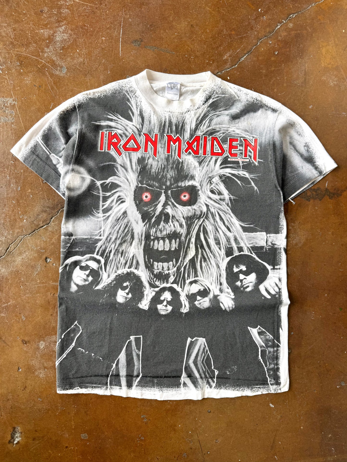 1991 Iron Maiden all over print band shirt (LARGE)