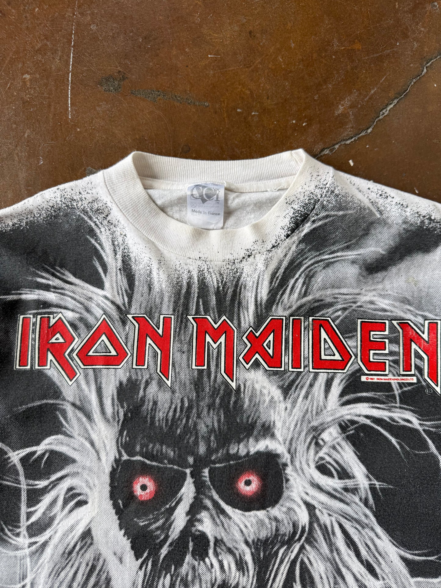 1991 Iron Maiden all over print band shirt (LARGE)