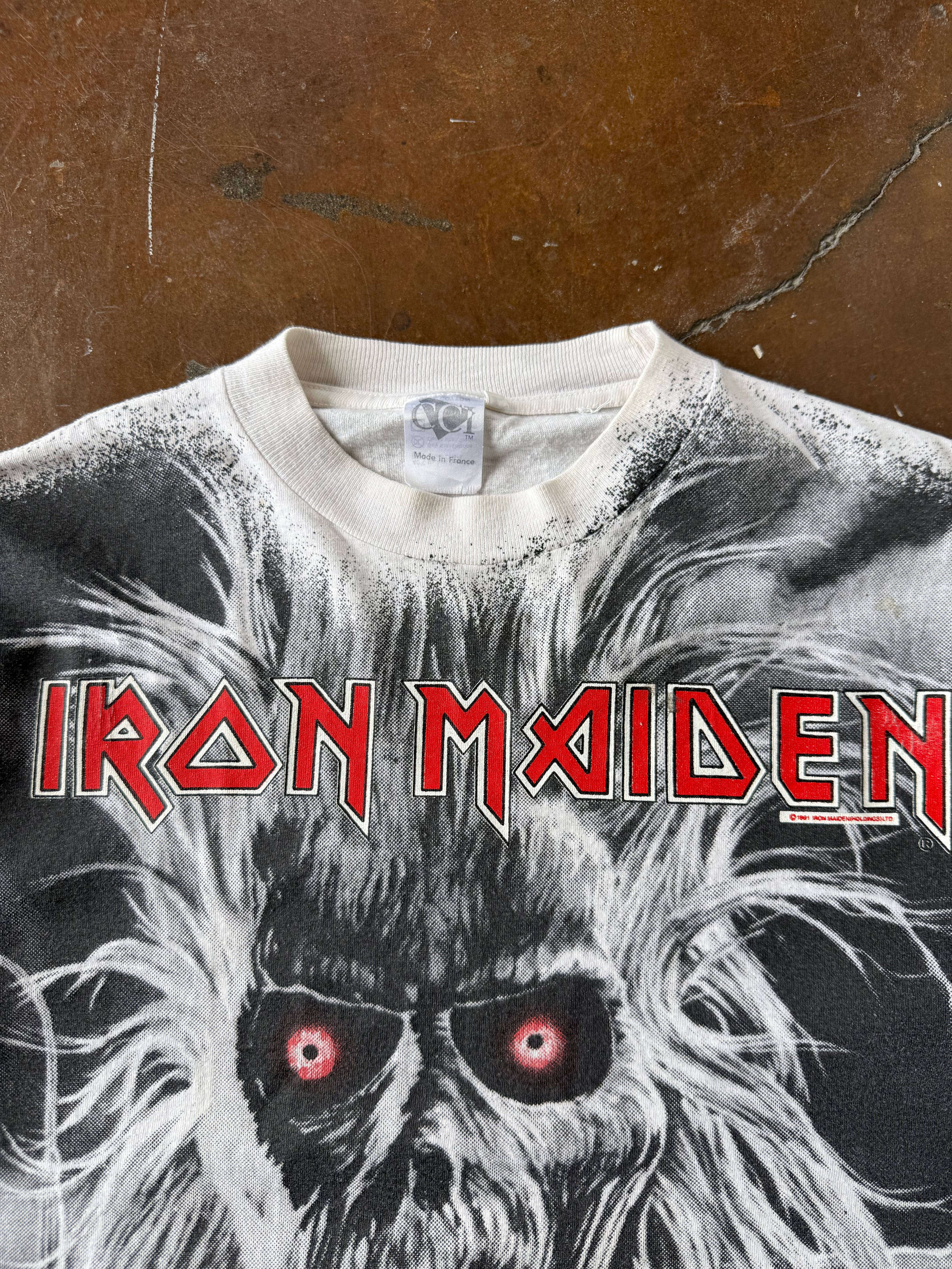 1991 Iron Maiden all over print band shirt (LARGE)
