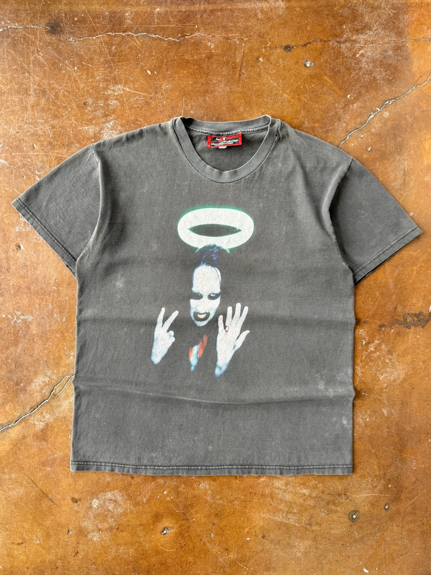 1997 faded Marilyn Manson "middle fingers" shirt (LARGE)