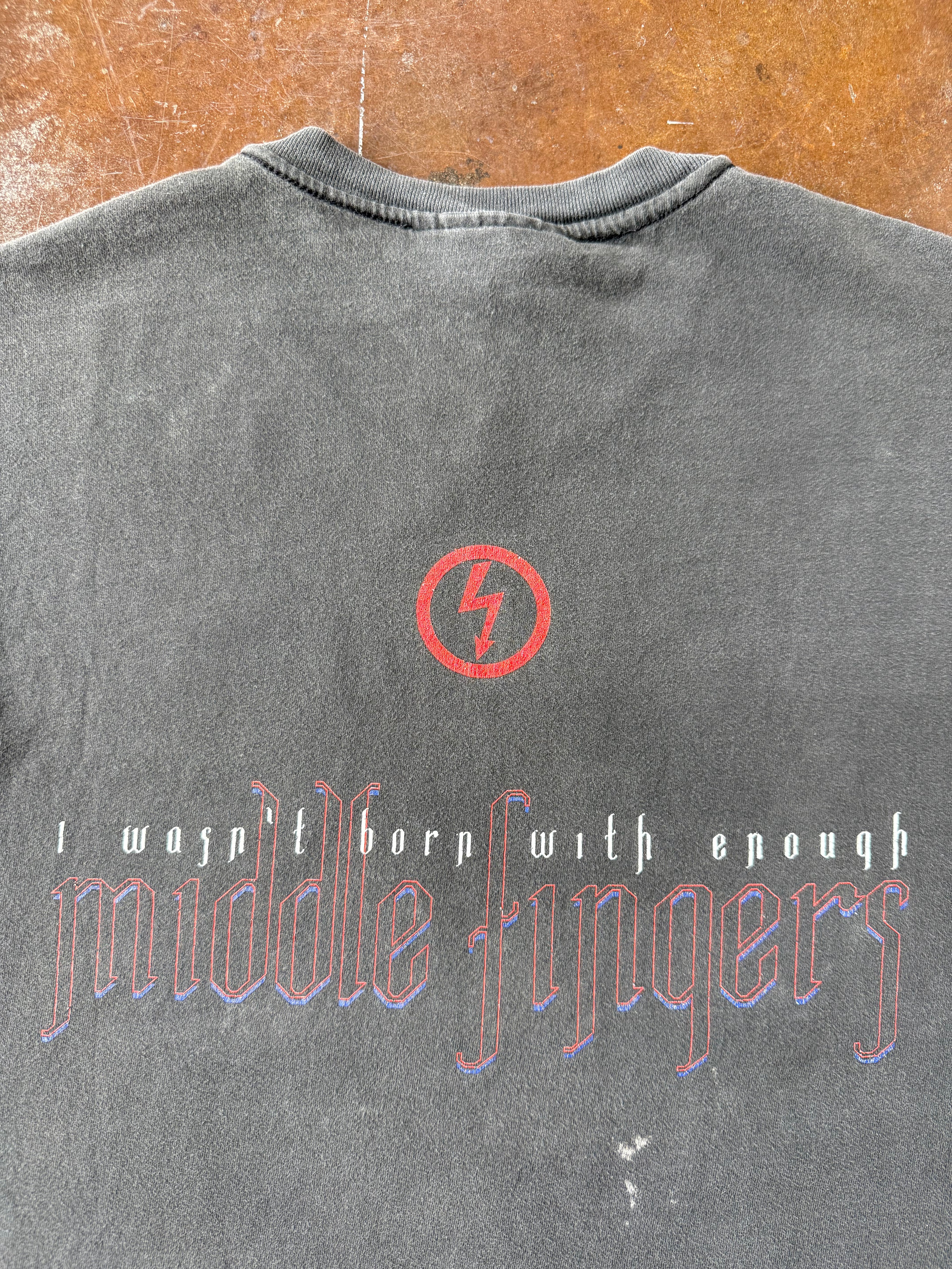 1997 faded Marilyn Manson "middle fingers" shirt (LARGE)