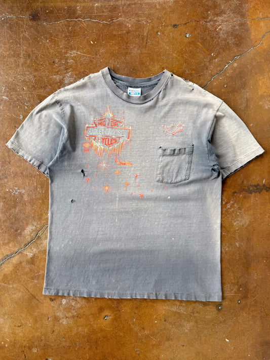 80s faded & lightly distressed Harley Davidson "shield" pocket shirt (XL)