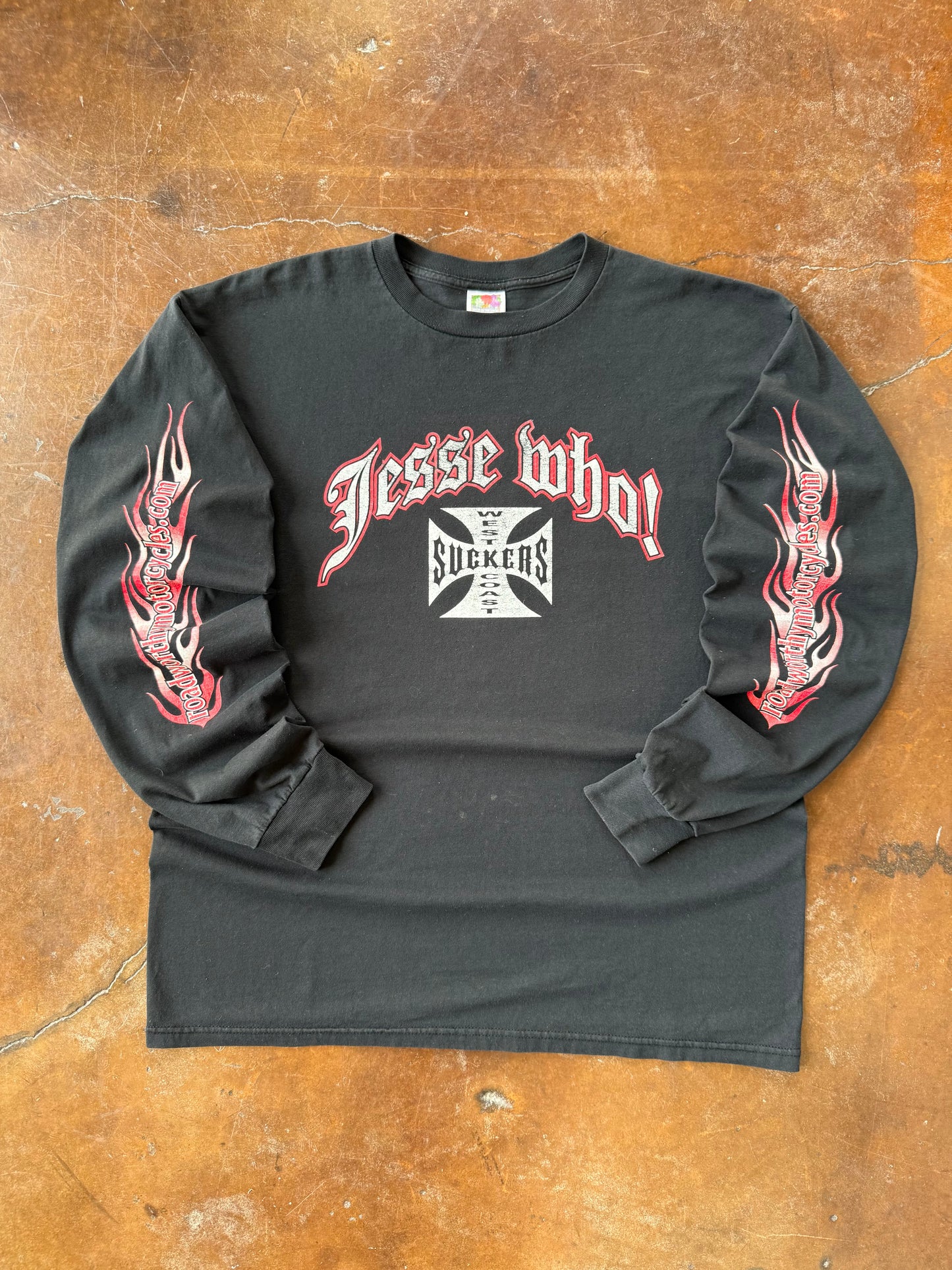 2000s West Coast Suckers "jesse who!" biker parody longsleeve shirt (XL)