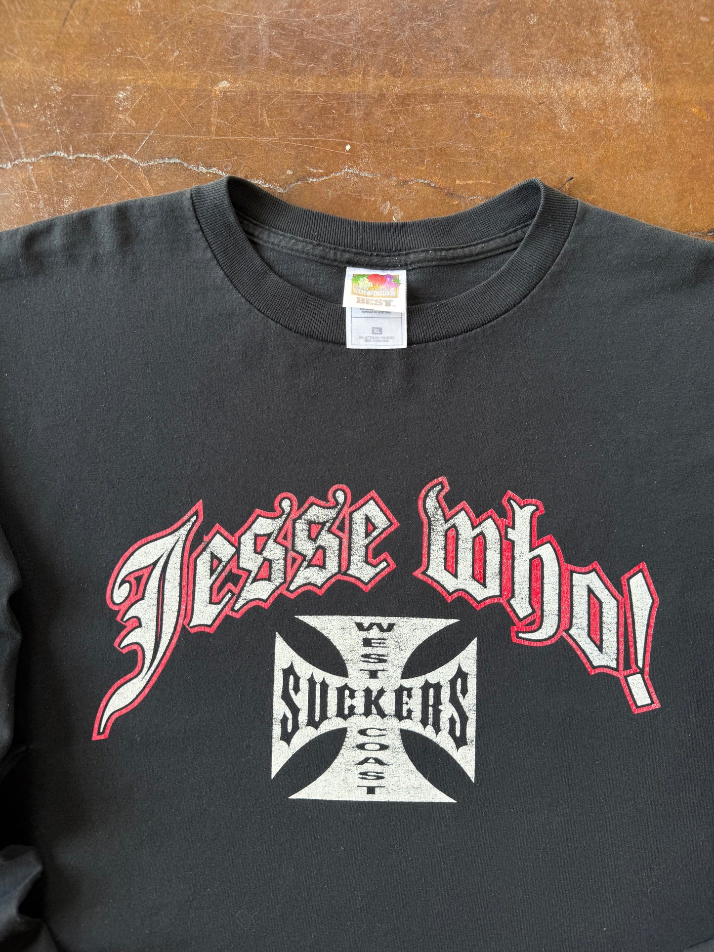 2000s West Coast Suckers "jesse who!" biker parody longsleeve shirt (XL)