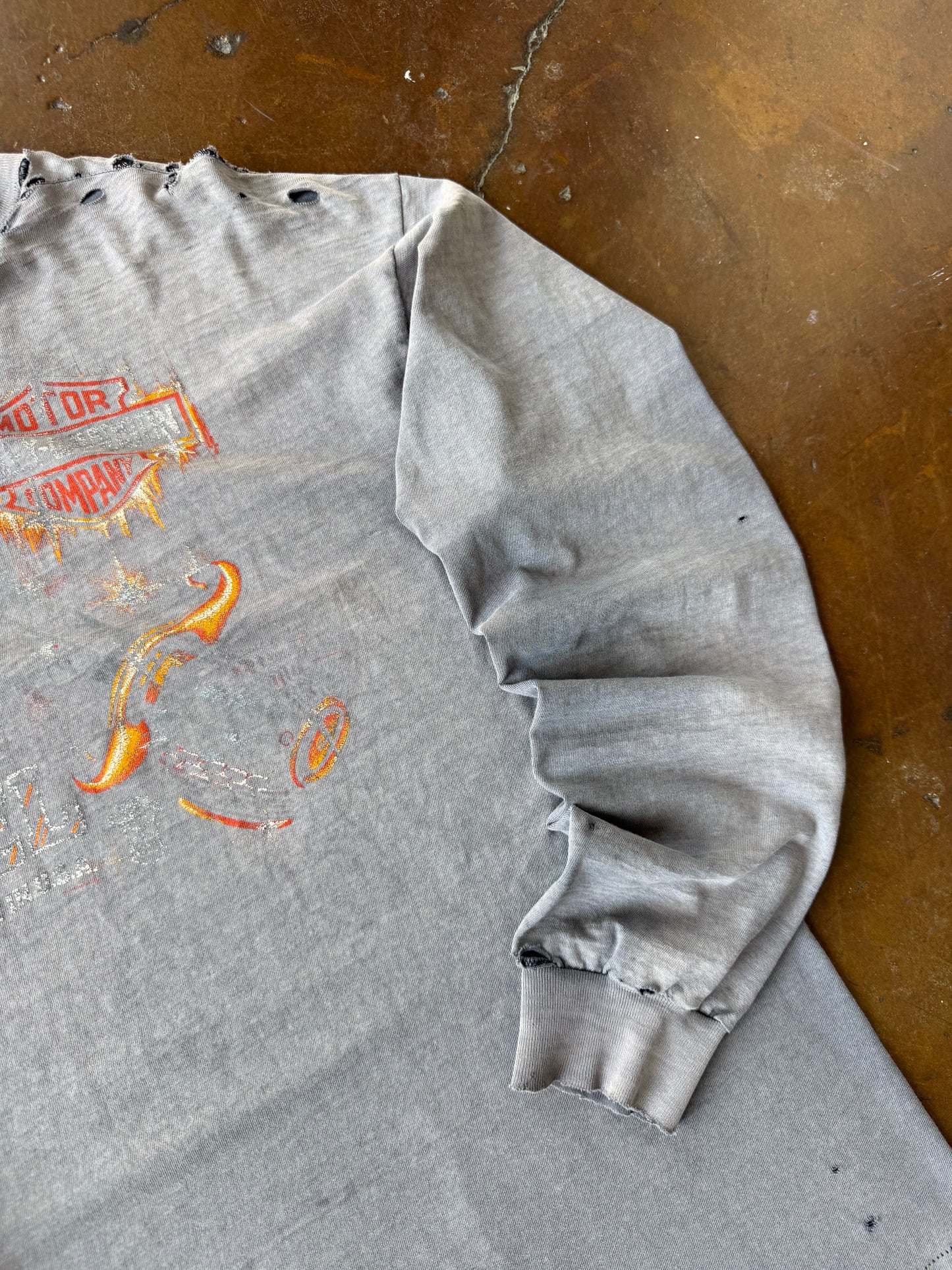 80s faded & distressed Harley Davidson "real steel" biker longsleeve shirt (XL)