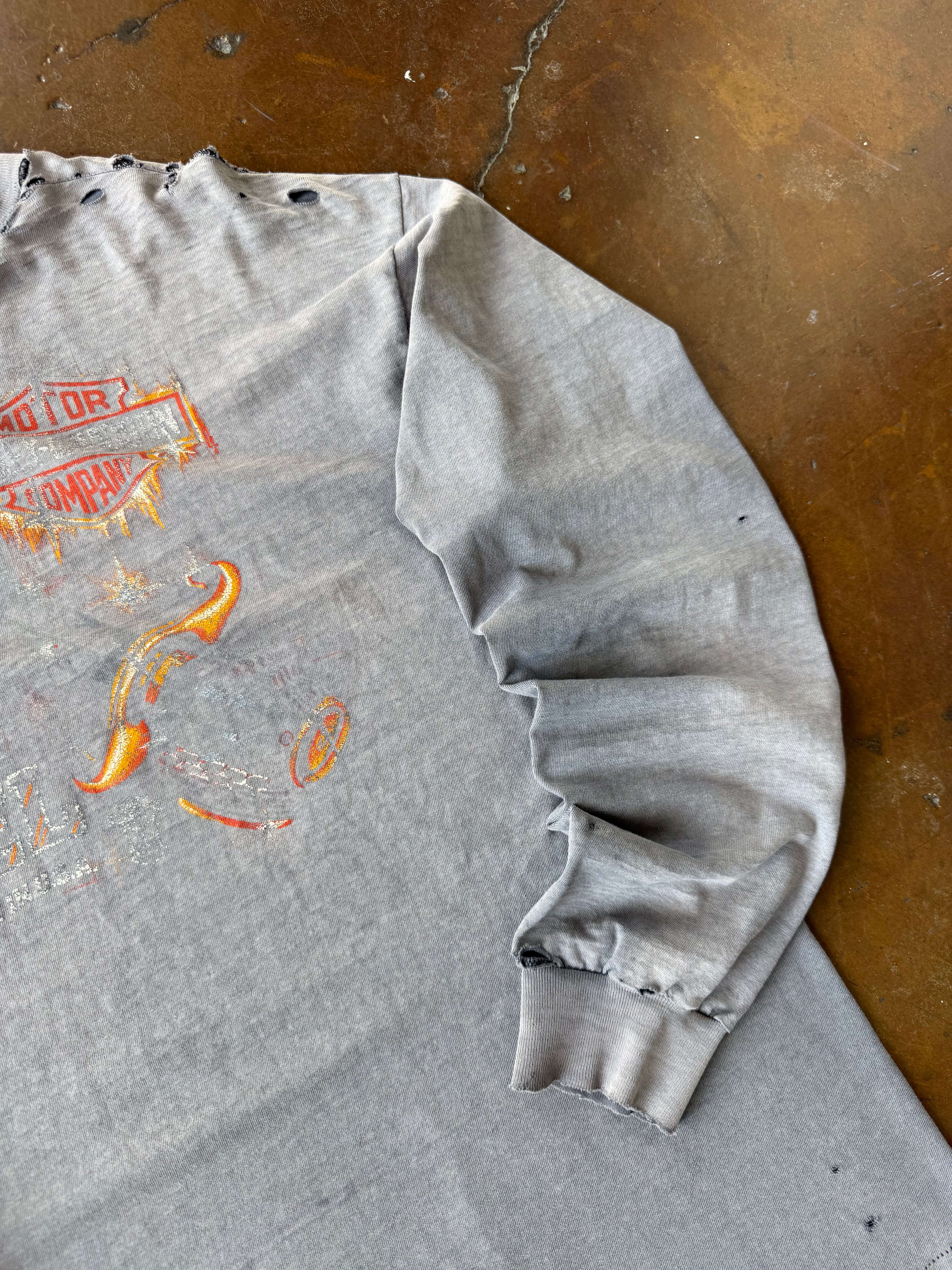 80s faded & distressed Harley Davidson "real steel" biker longsleeve shirt (XL)