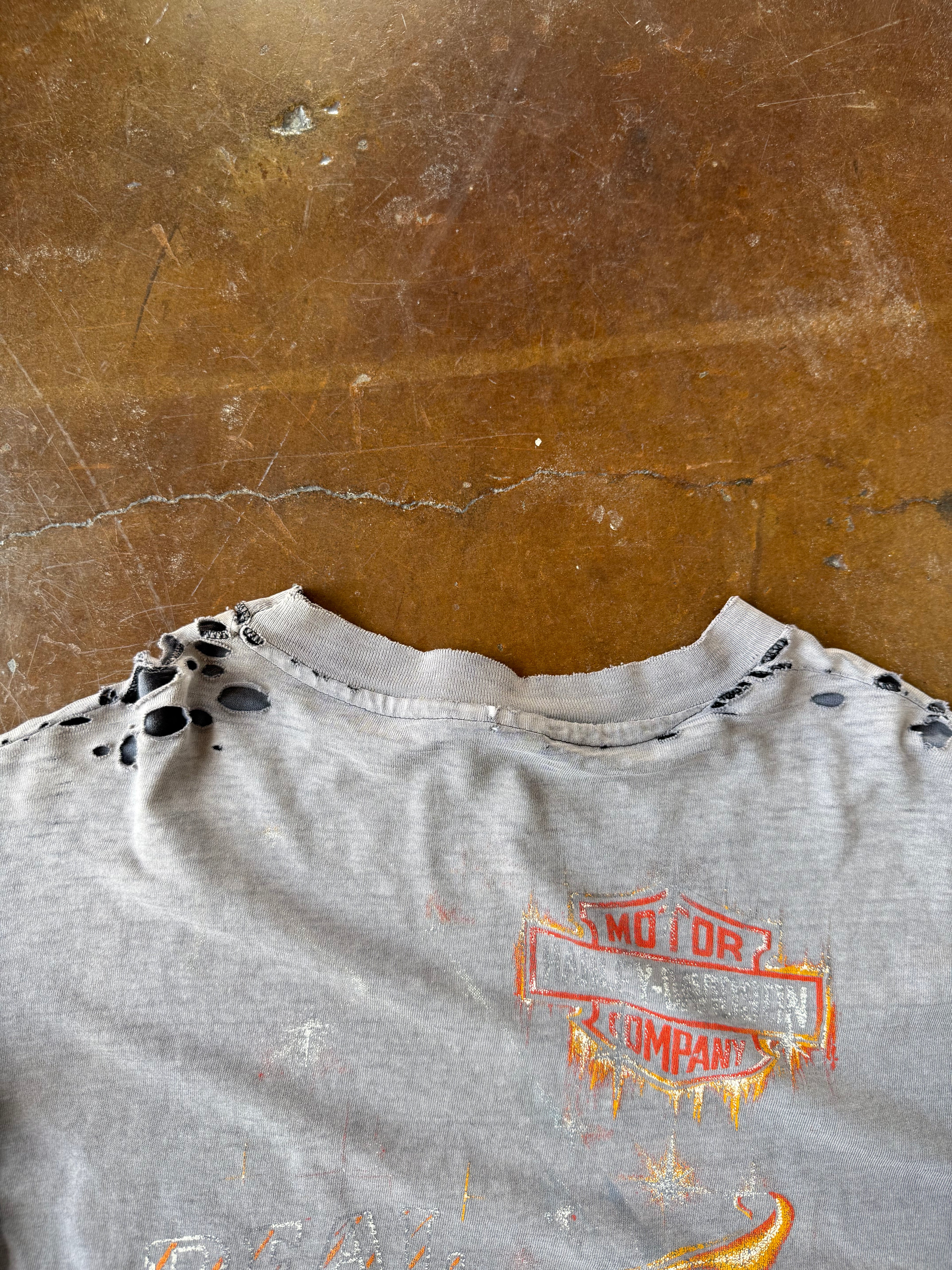 80s faded & distressed Harley Davidson "real steel" biker longsleeve shirt (XL)