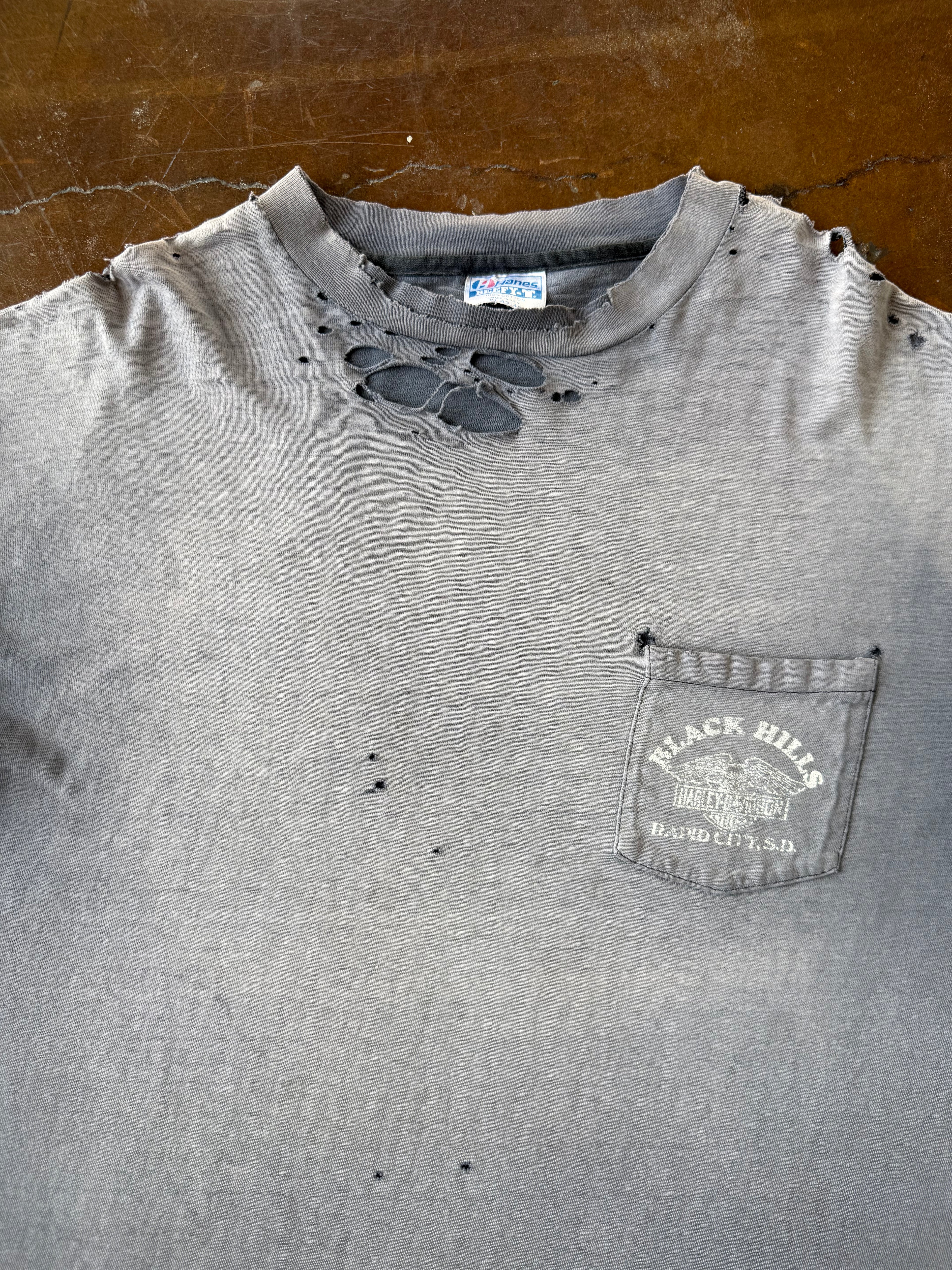 80s faded & distressed Harley Davidson "real steel" biker longsleeve shirt (XL)