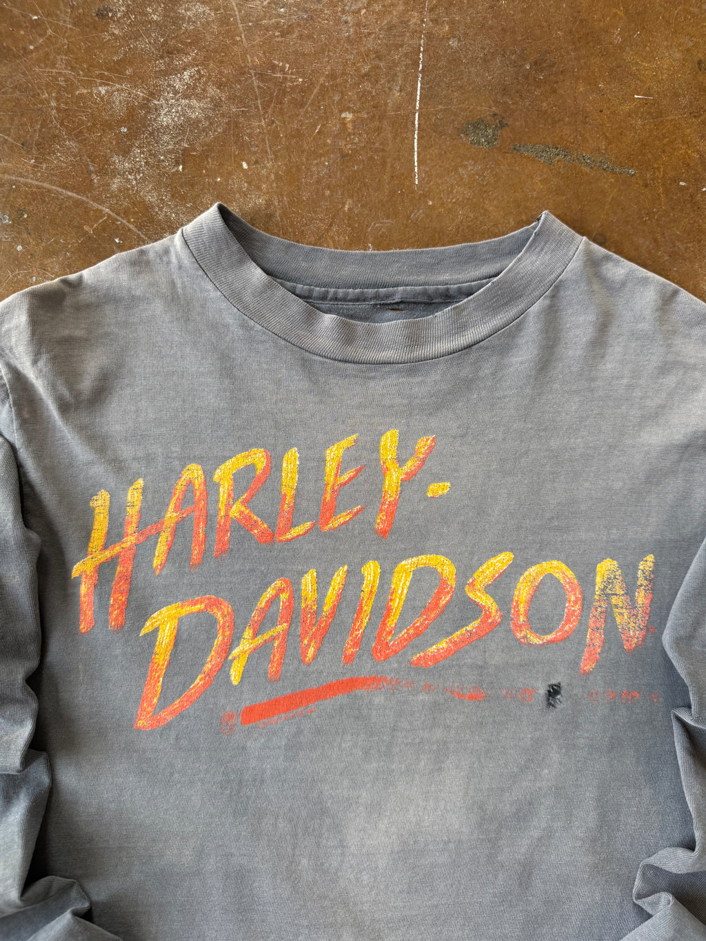 80s faded Harley Davidson "logo spellout" bikers only longsleeve shirt (MEDIUM)