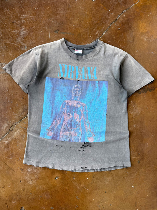 90s faded & distressed Nirvana "sliver" band shirt (LARGE)