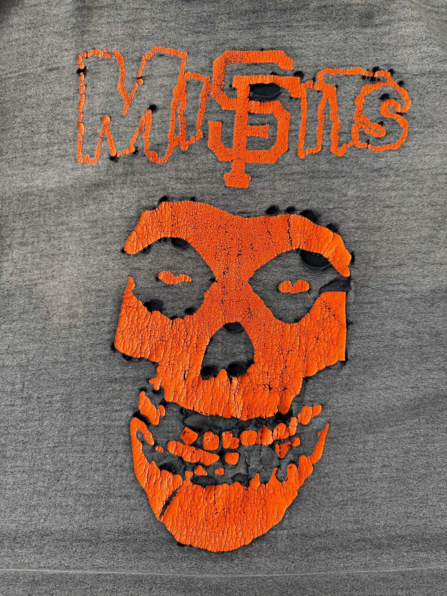 2000s faded & distressed Misfits "orange ghost fiend" band shirt (XL)