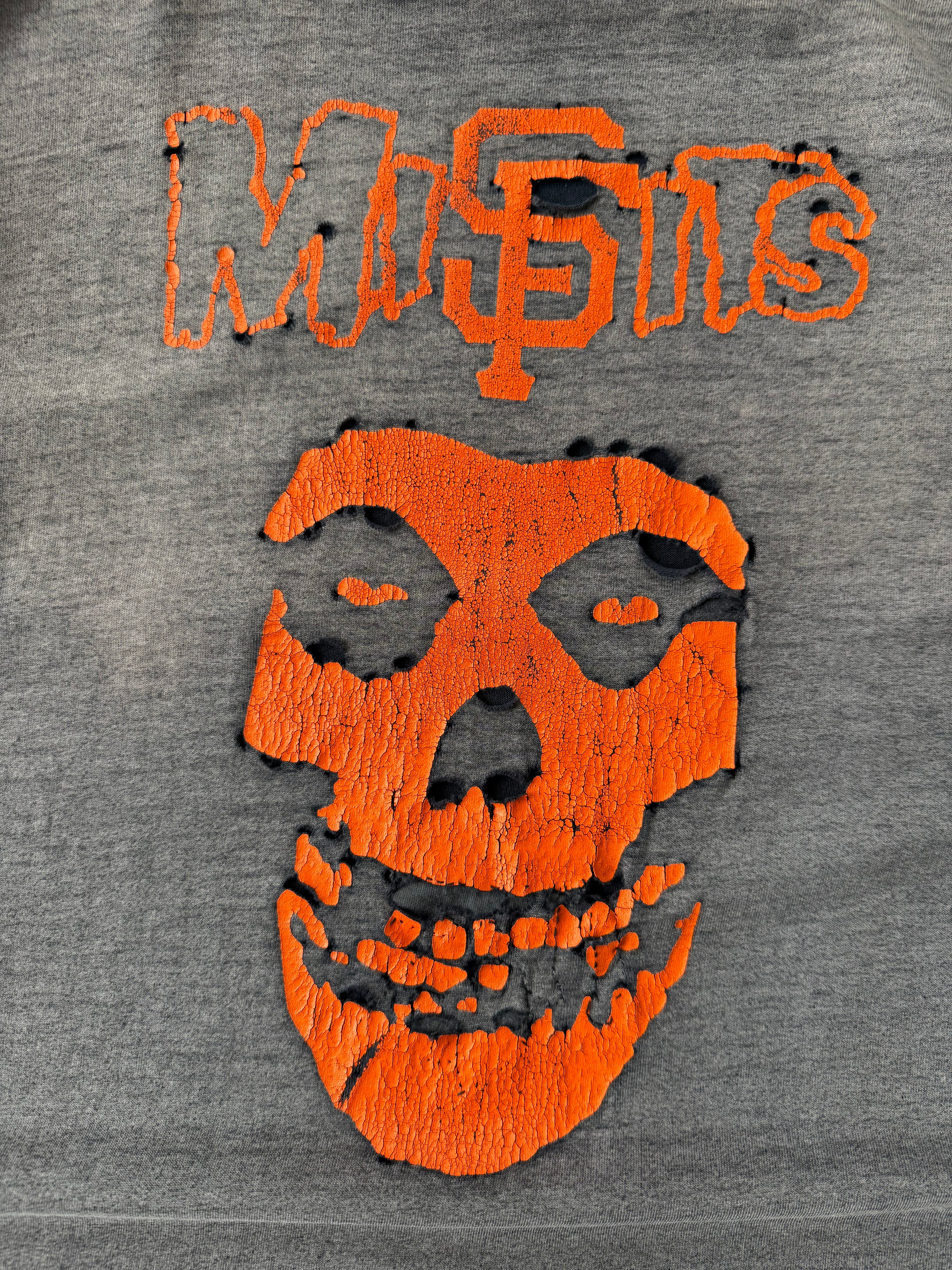 2000s faded & distressed Misfits "orange ghost fiend" band shirt (XL)