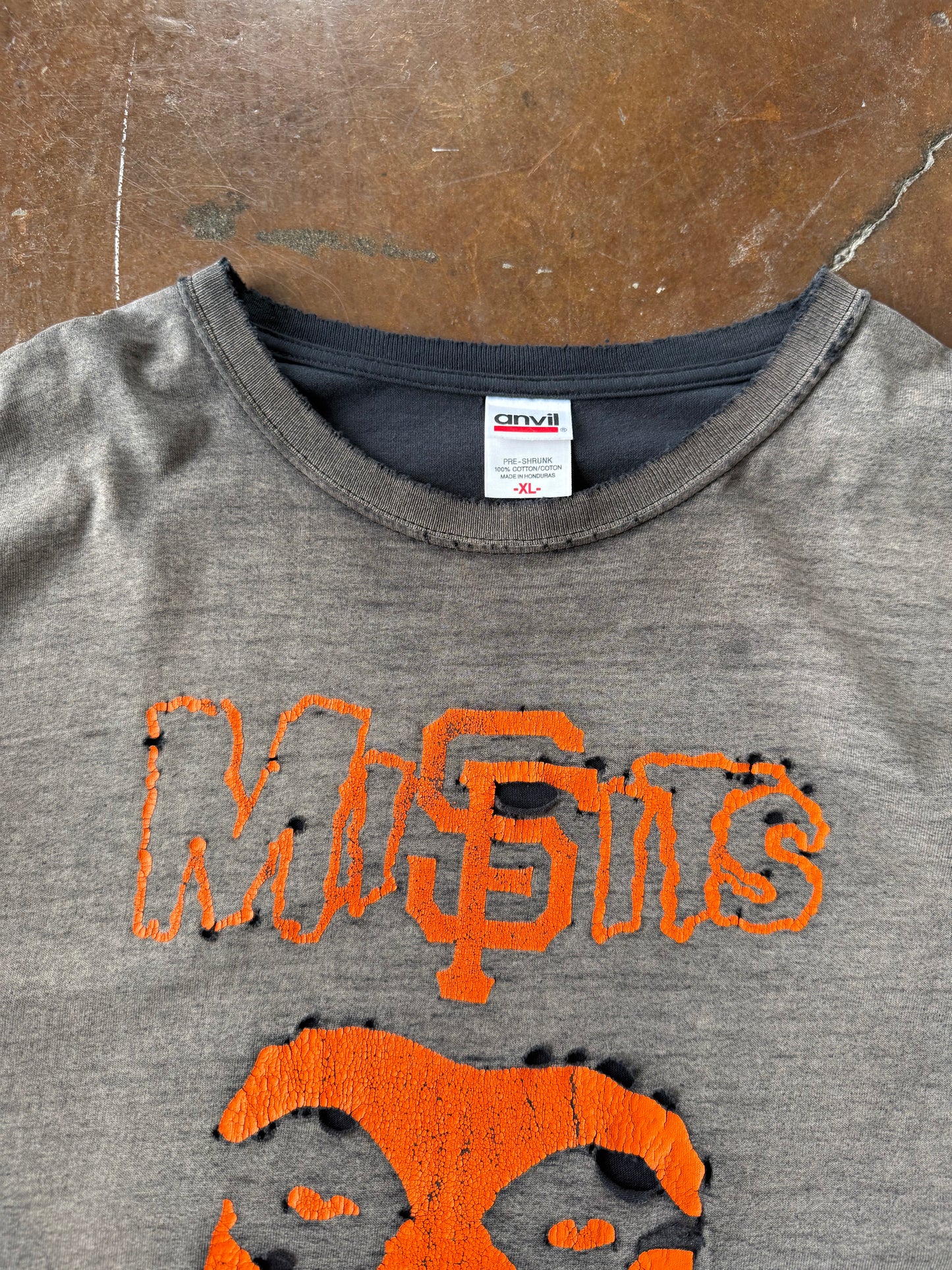 2000s faded & distressed Misfits "orange ghost fiend" band shirt (XL)