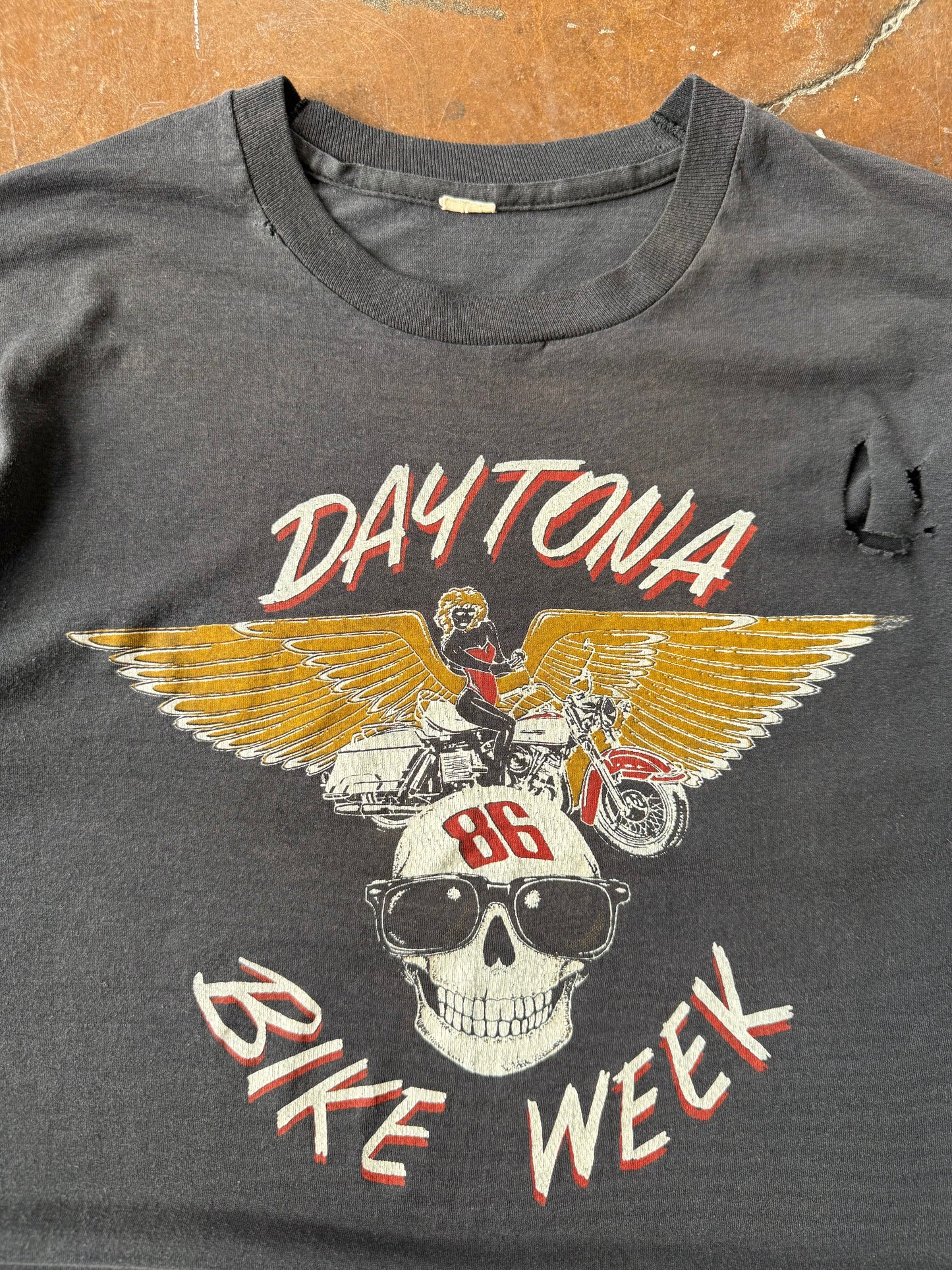1986 Daytona Bike Week "winged skull" biker shirt (XL)
