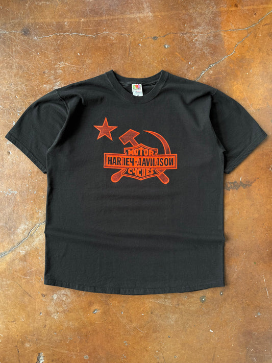 90s Harley Davidson "russia hammer & sickle" biker shirt (XL)