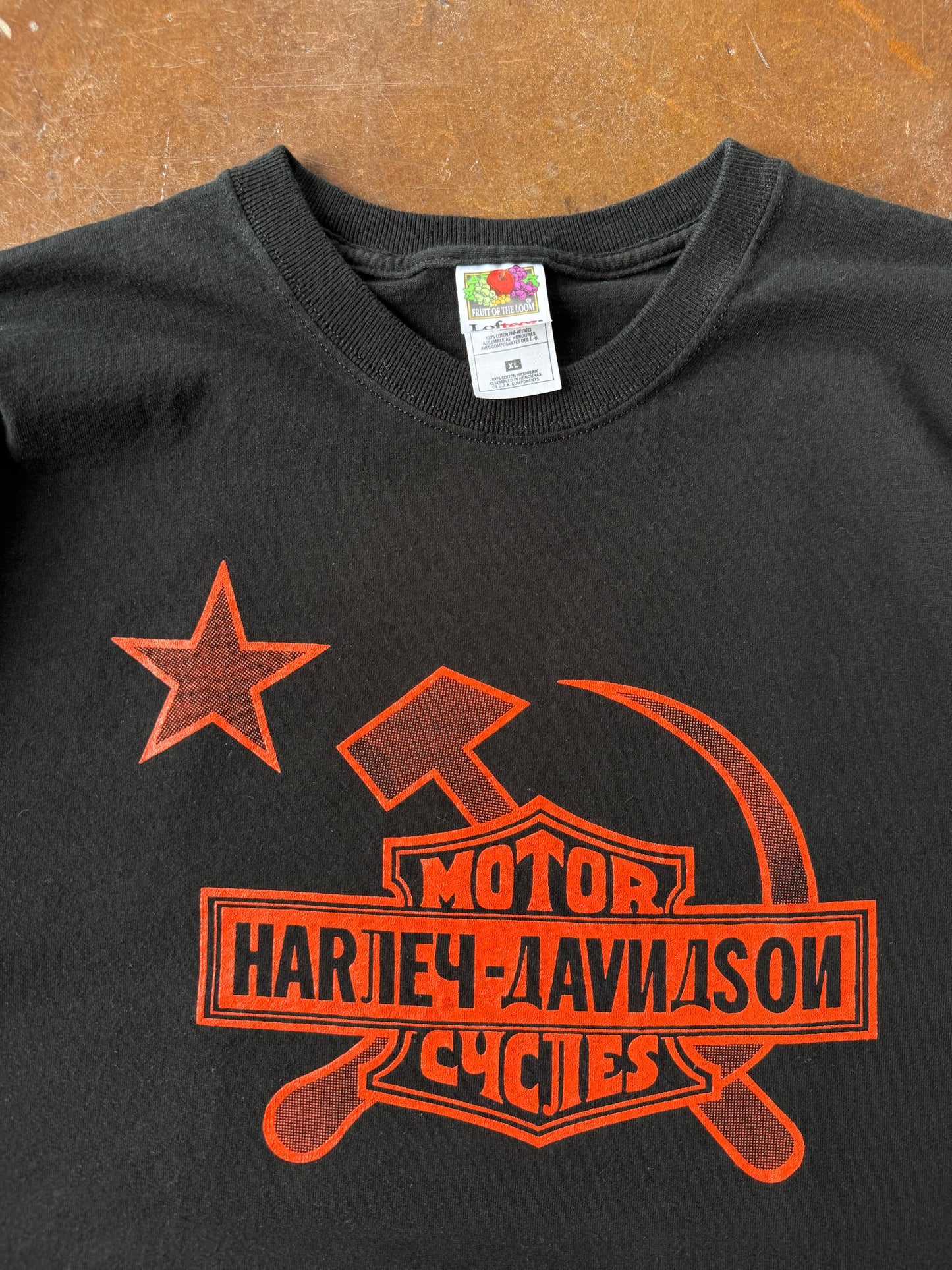 90s Harley Davidson "russia hammer & sickle" biker shirt (XL)