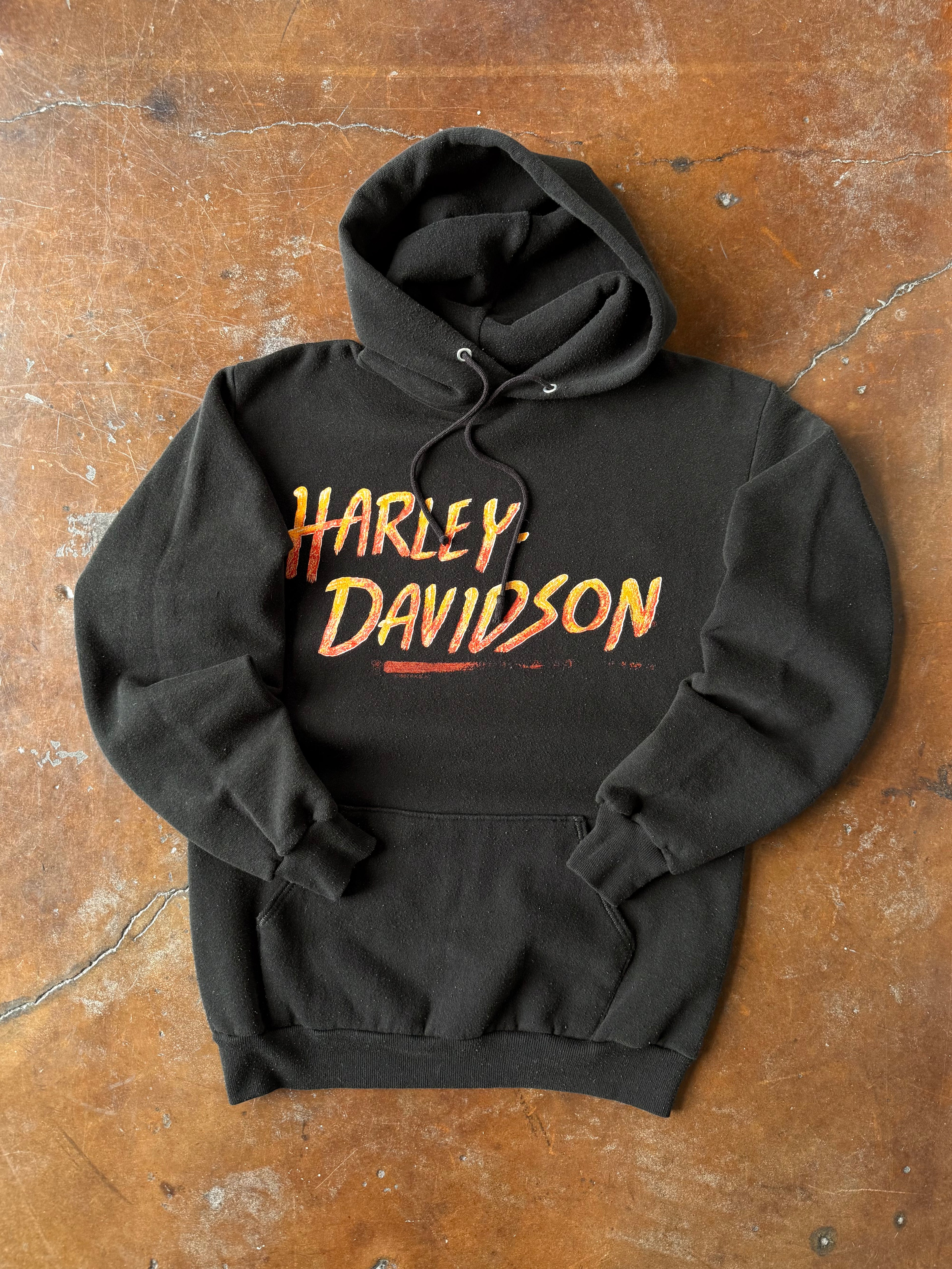 1987 Harley Davidson "logo spellout" pullover hoodie (MEDIUM)