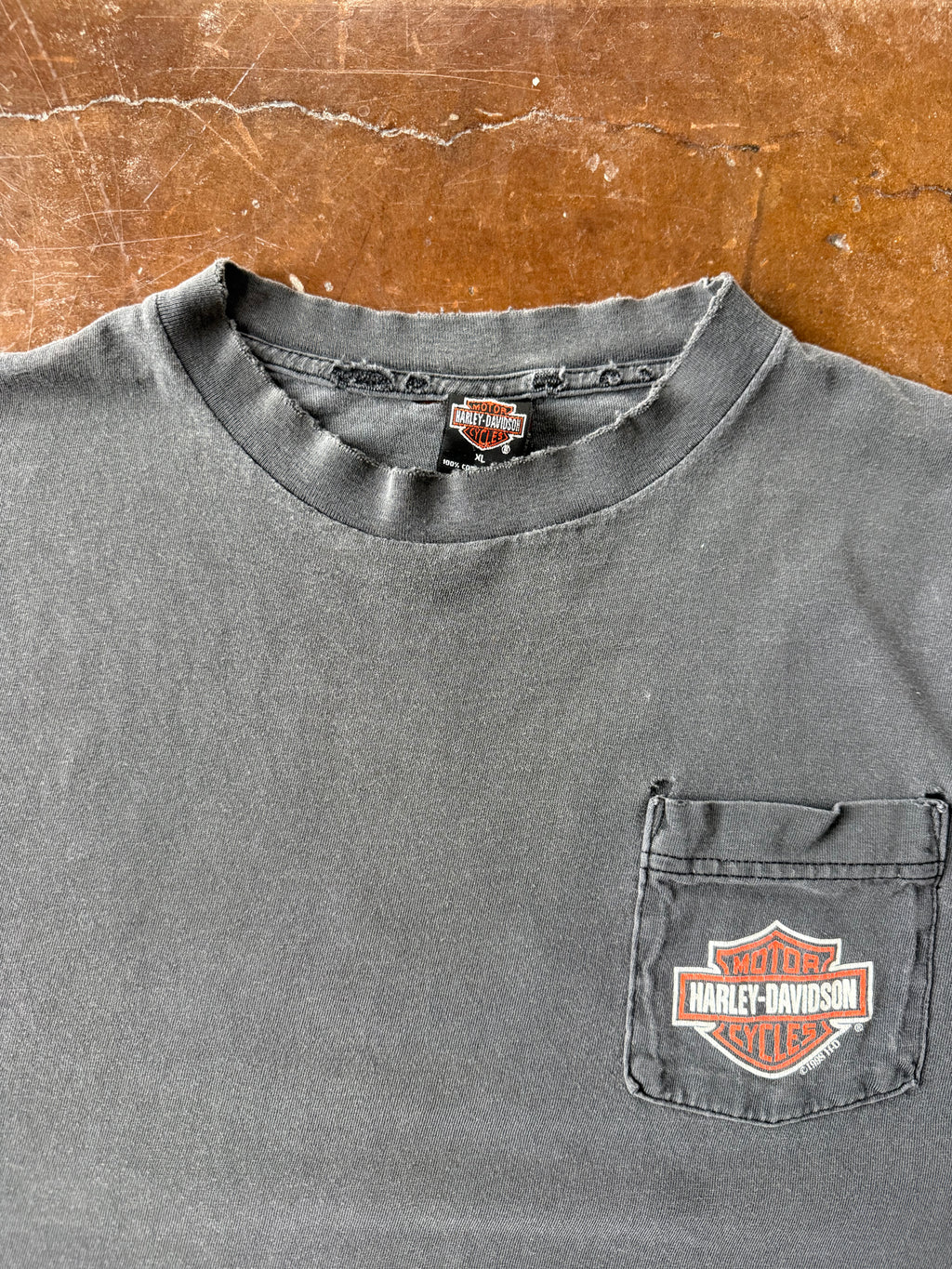1998 faded & lightly distressed Harley Davidson "classic logo" pocket shirt (XL)