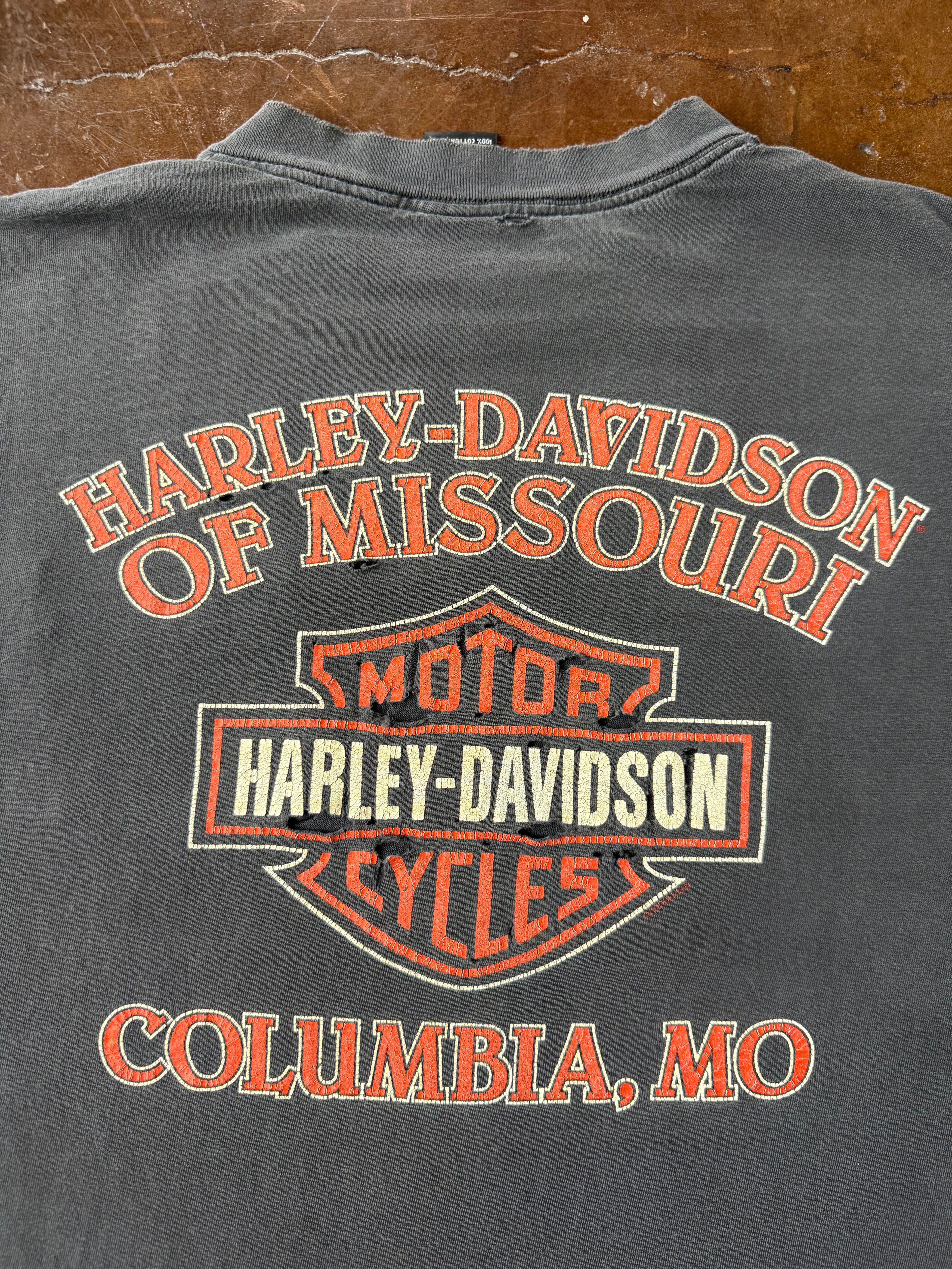 1998 faded & lightly distressed Harley Davidson "classic logo" pocket shirt (XL)