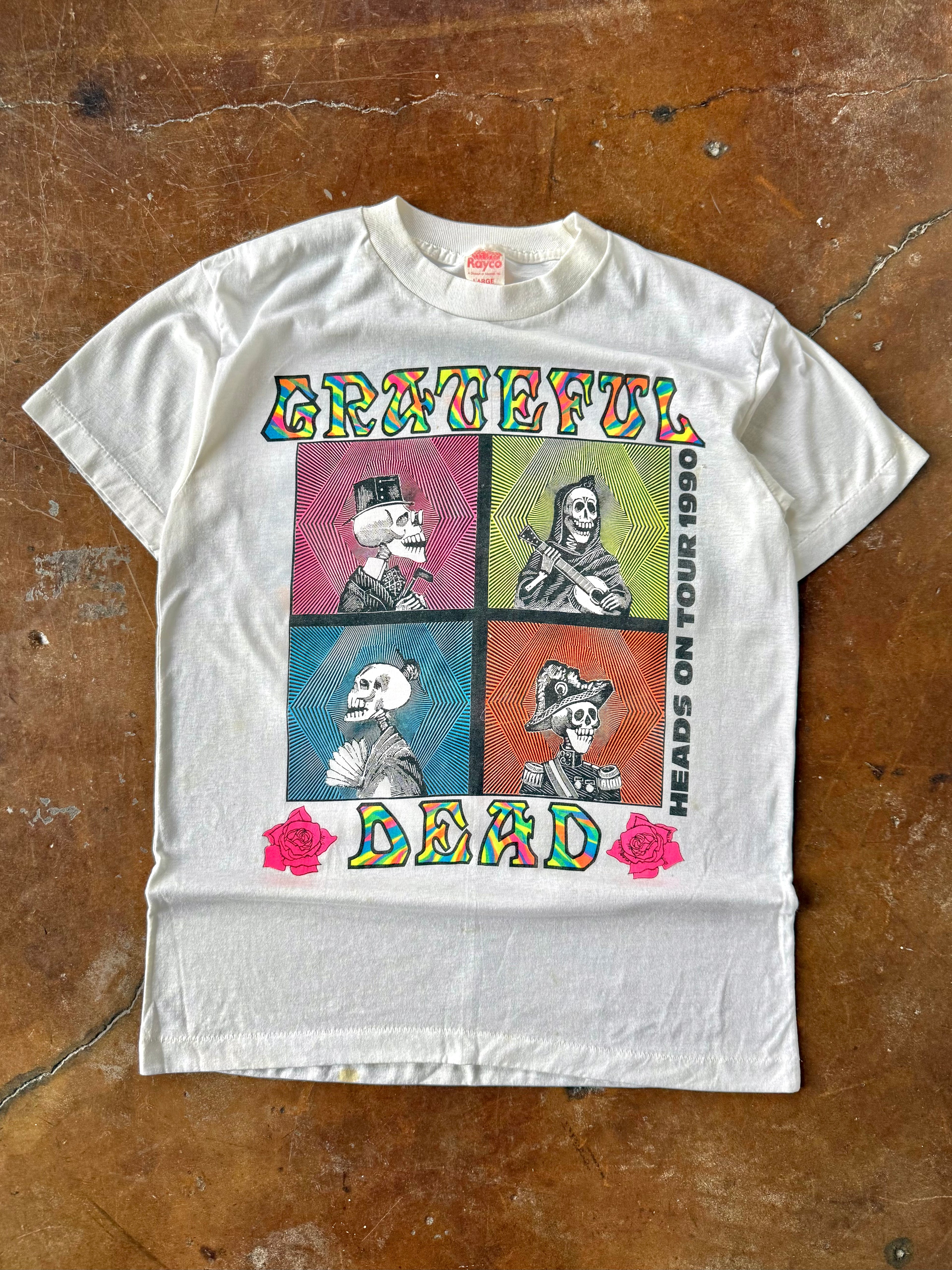 1990 Grateful Dead "heads on tour" band shirt (LARGE)