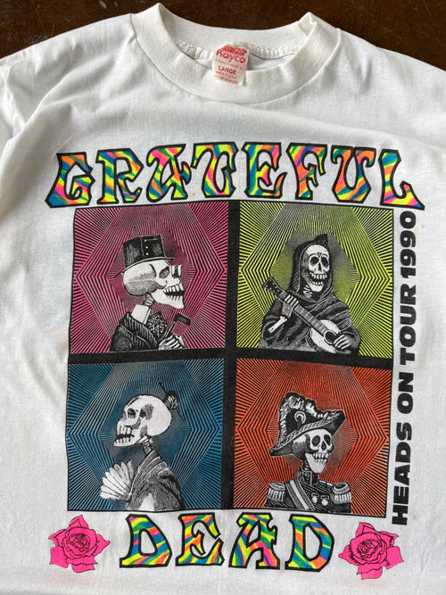 1990 Grateful Dead "heads on tour" band shirt (LARGE)