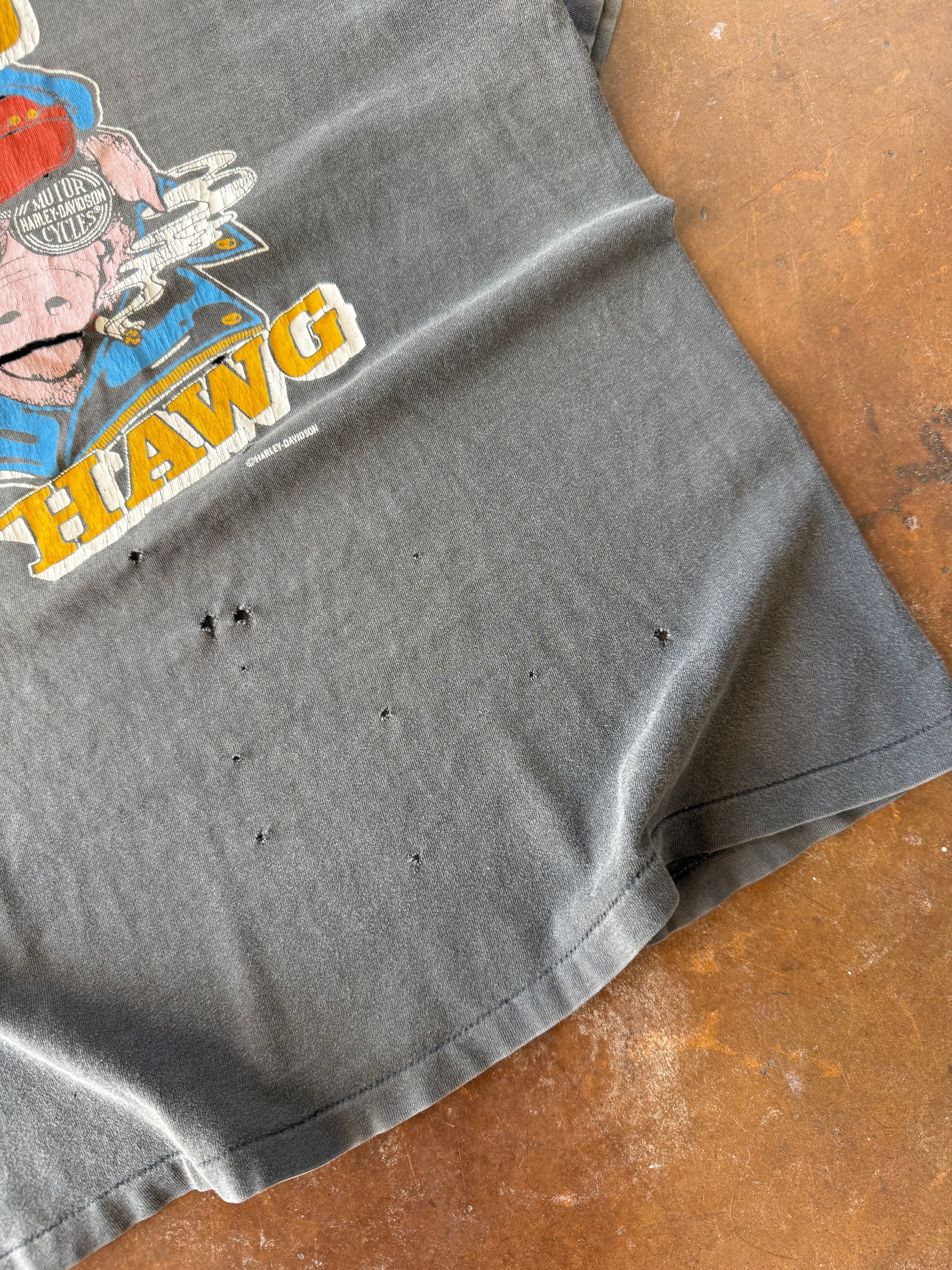 80s faded Harley Davidson "road hawg" shirt (LARGE)