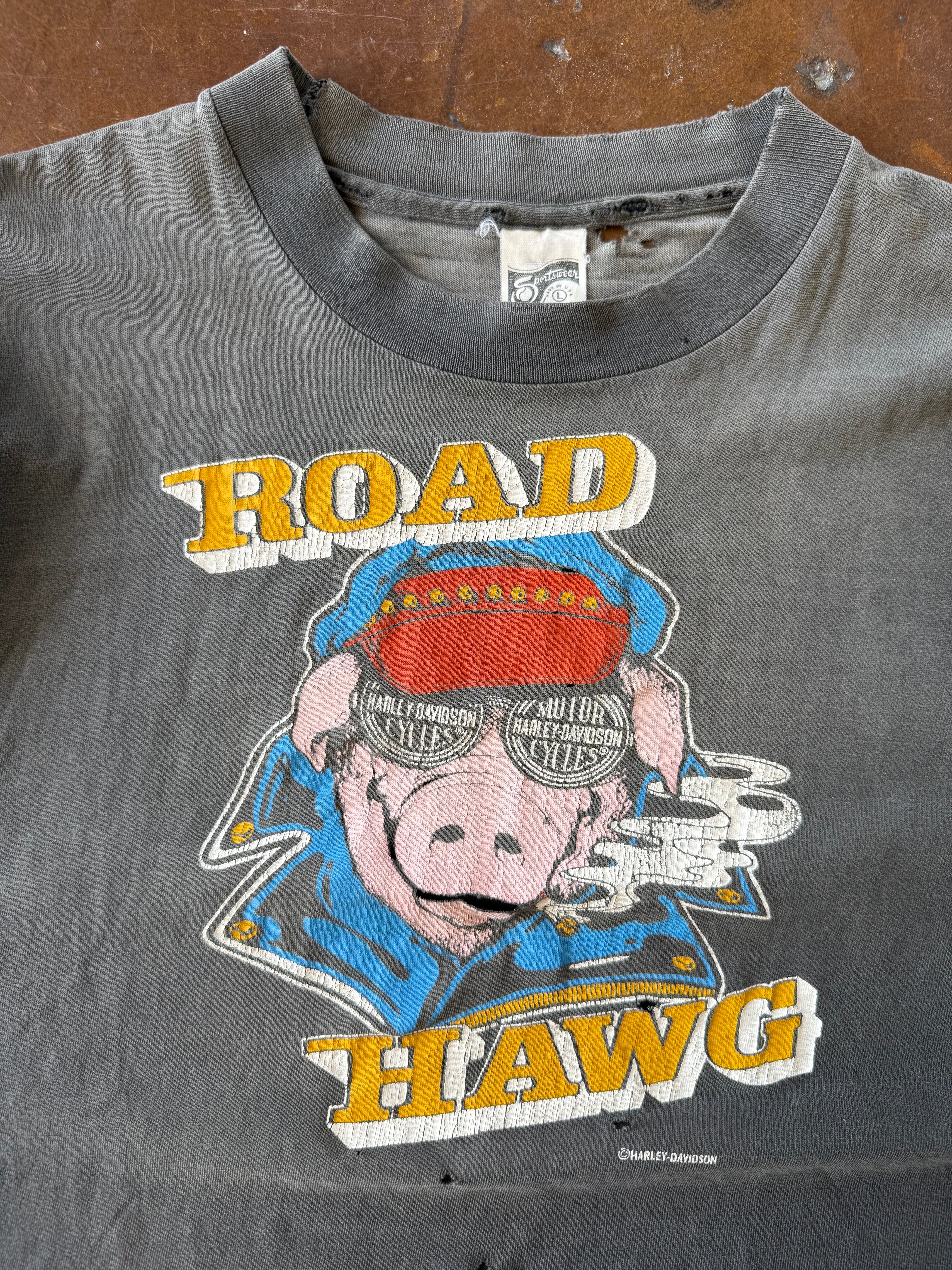 80s faded Harley Davidson "road hawg" shirt (LARGE)
