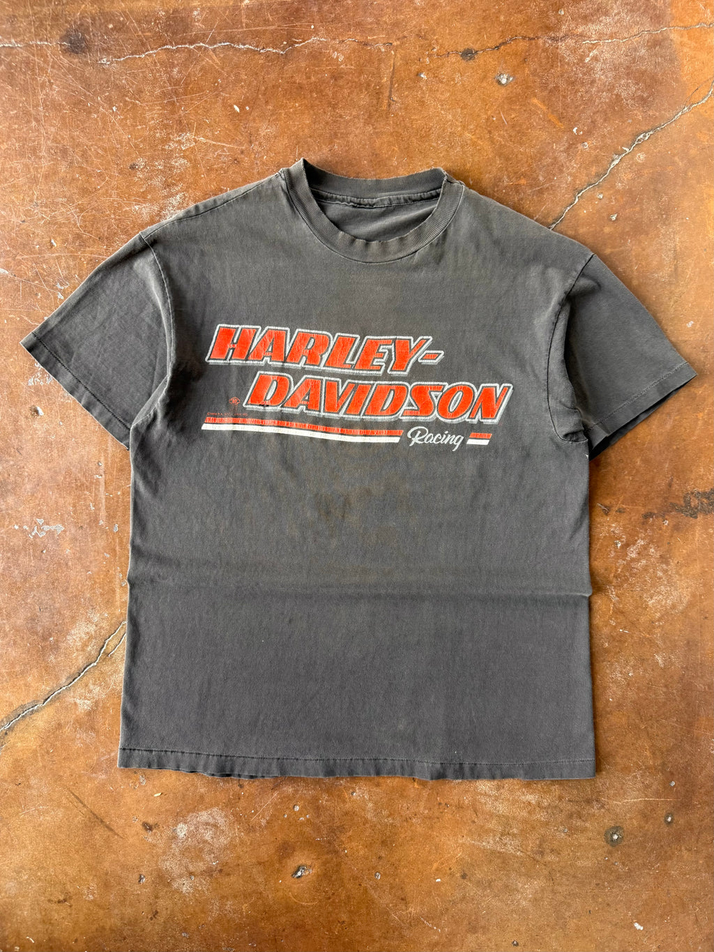 90s faded Harley Davidson "racing stripe" biker shirt (LARGE)