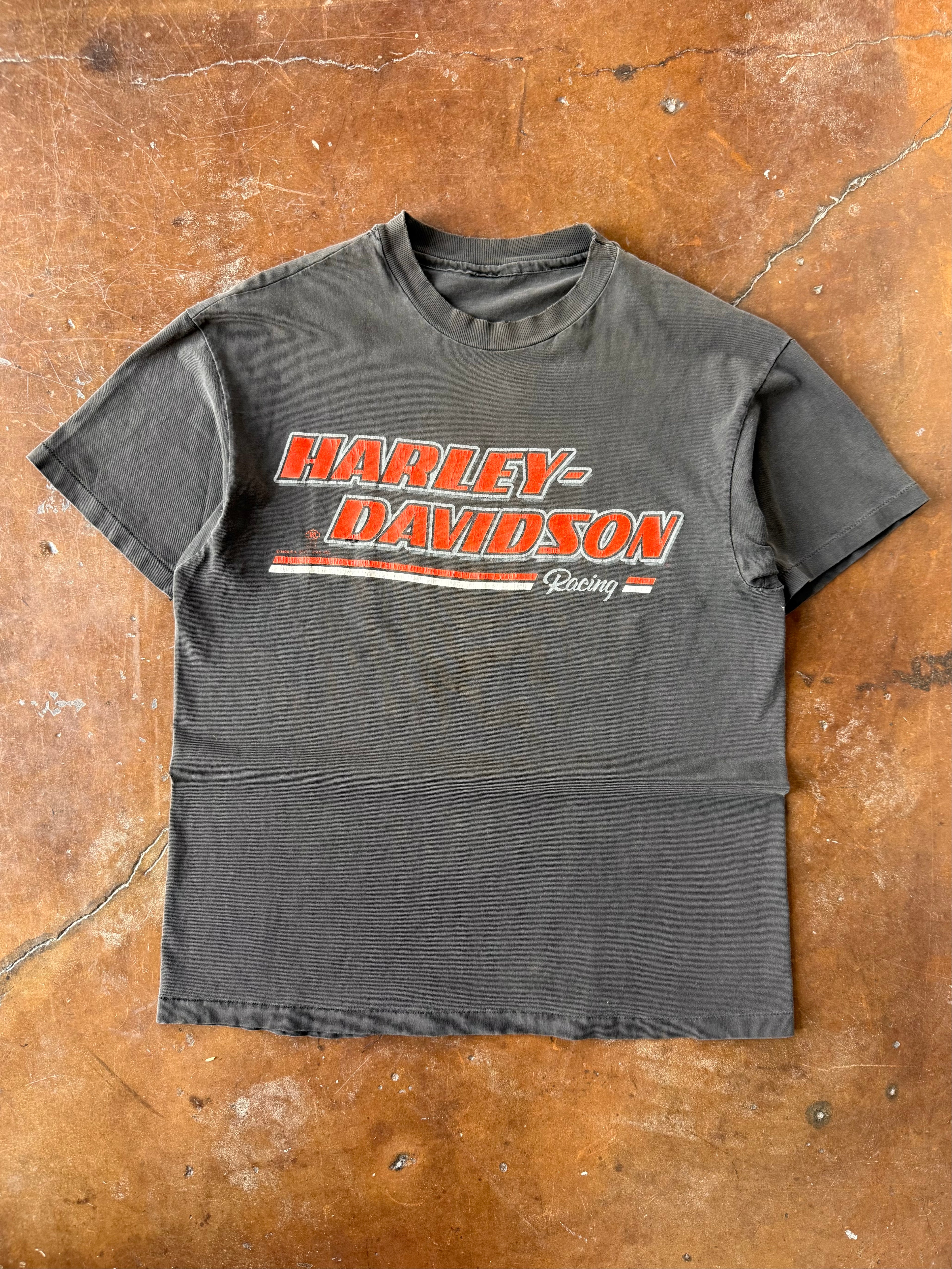 90s faded Harley Davidson "racing stripe" biker shirt (LARGE)