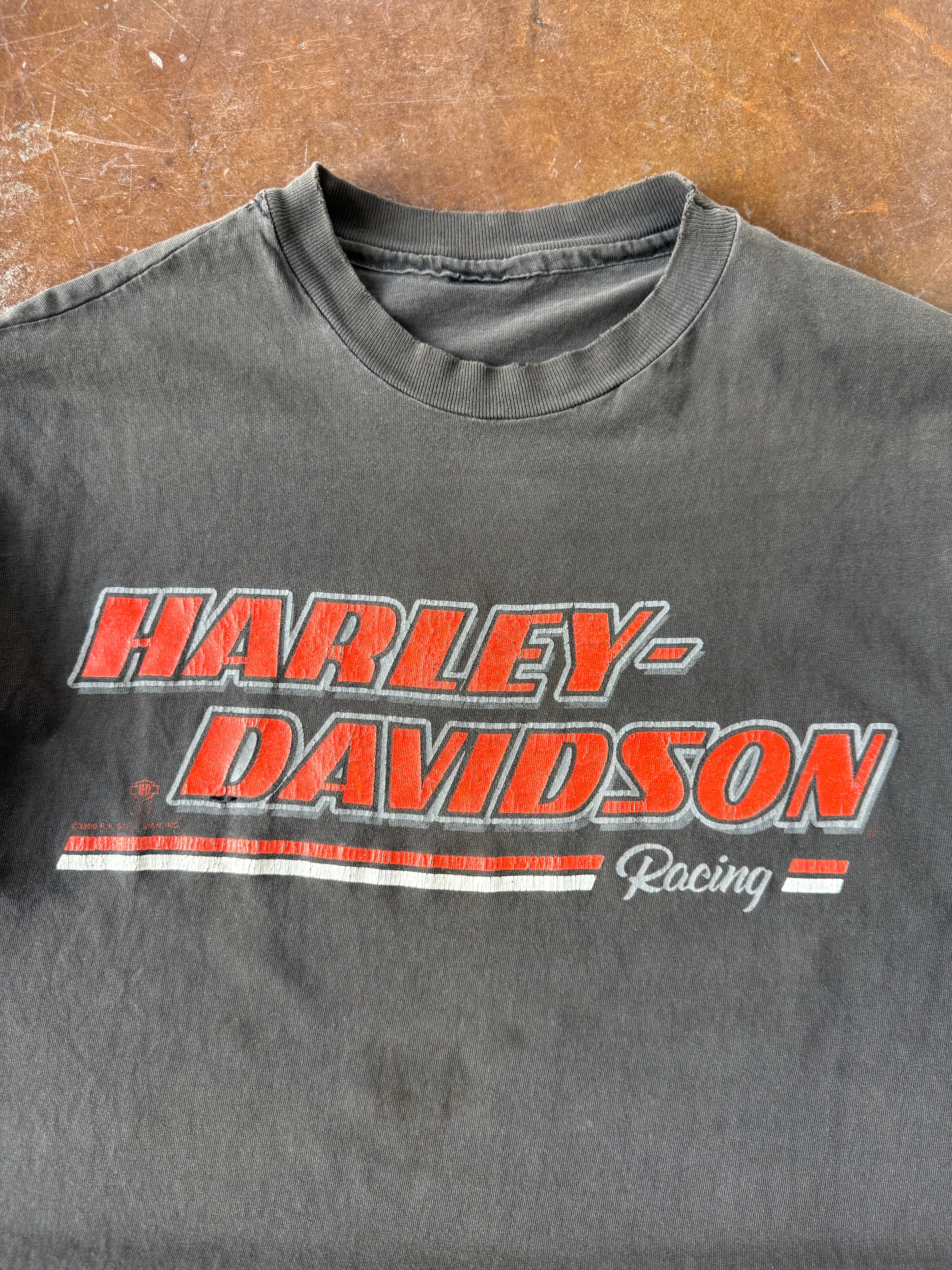 90s faded Harley Davidson "racing stripe" biker shirt (LARGE)