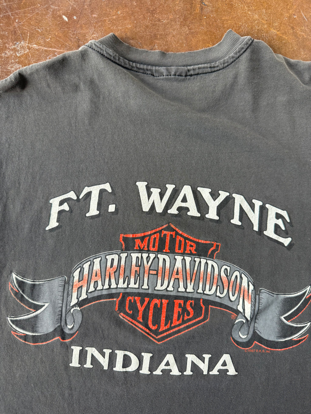 90s faded Harley Davidson "racing stripe" biker shirt (LARGE)