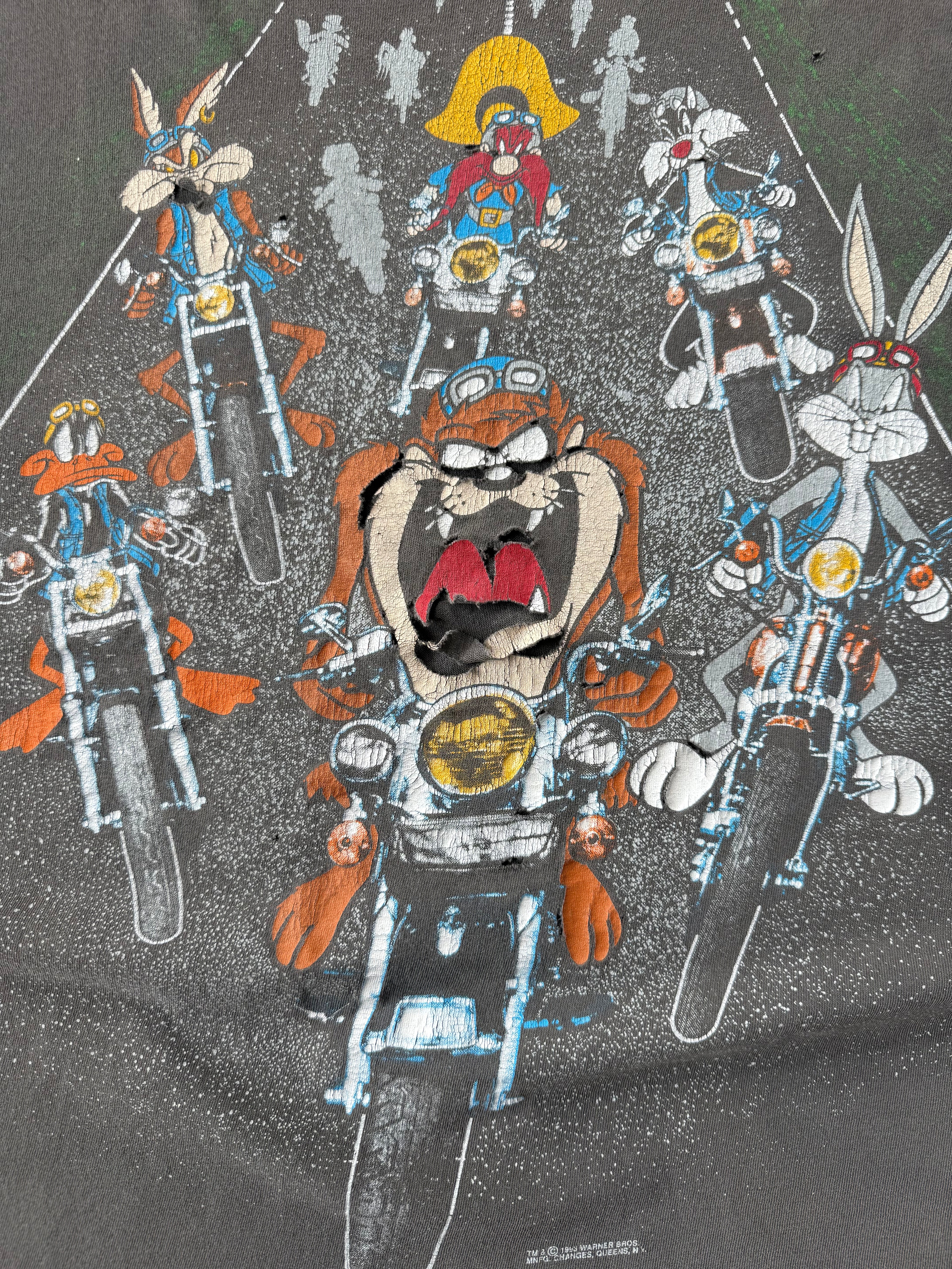 90s faded & distressed Harley Davidson "looney tunes" biker shirt (XL)