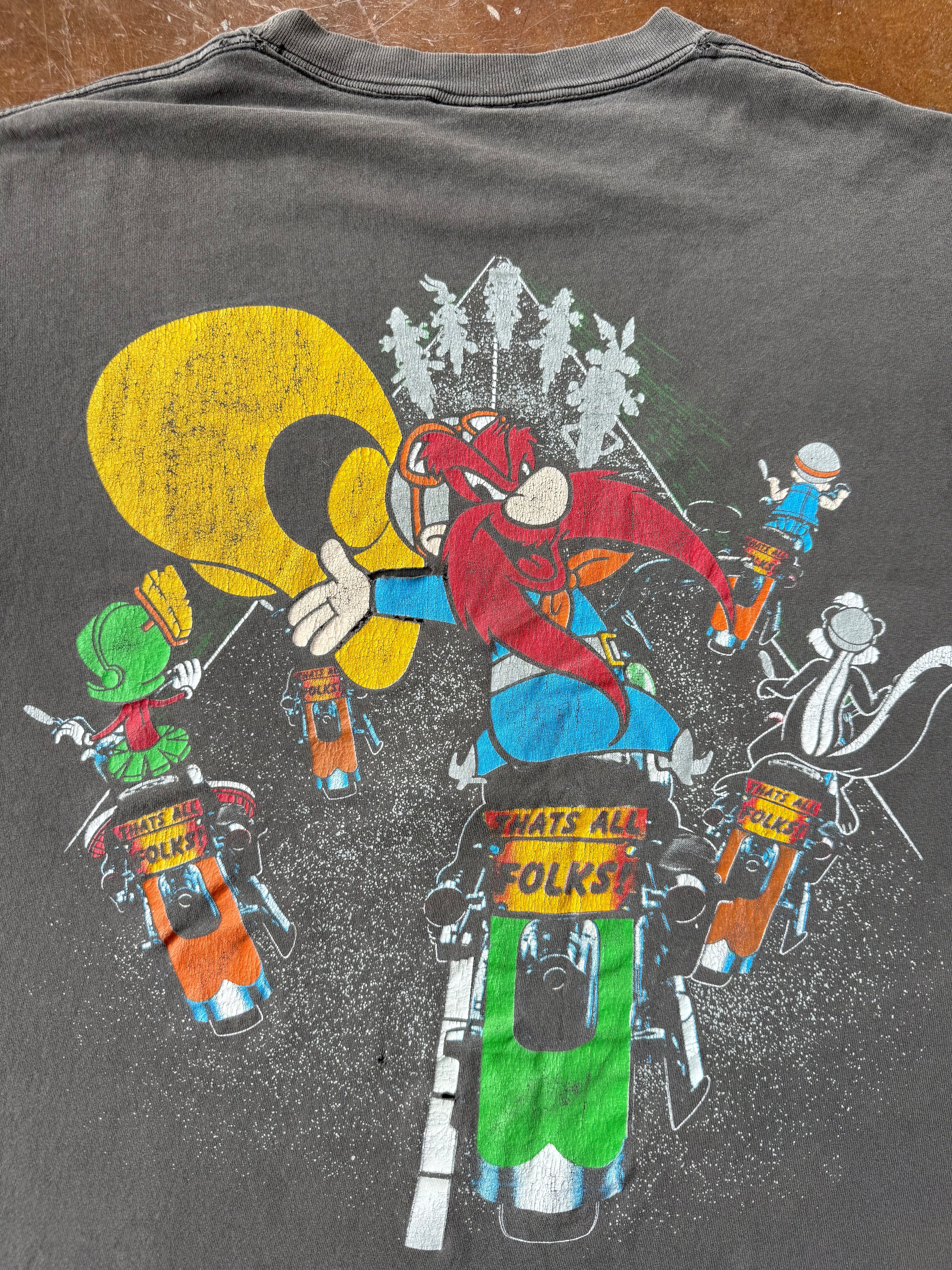 90s faded & distressed Harley Davidson "looney tunes" biker shirt (XL)